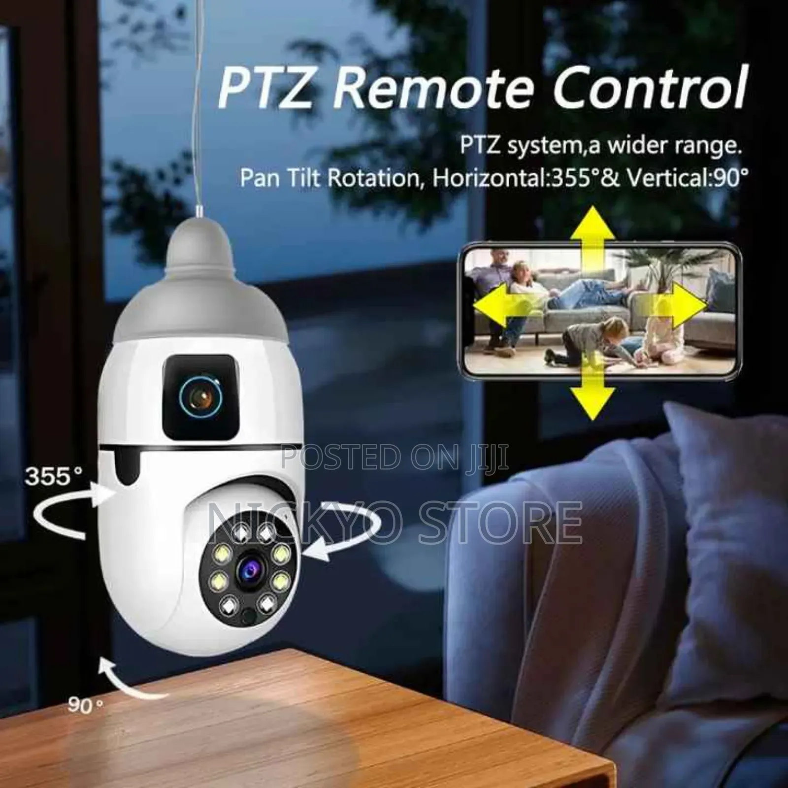 Bulb Wireless Dual Lens Network Camera CCTV Auto Tracking