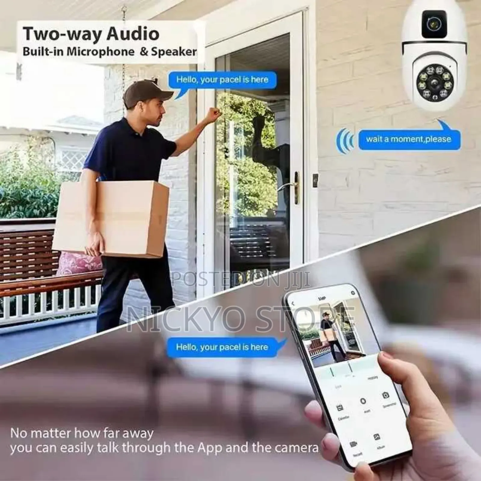 Bulb Wireless Dual Lens Network Camera CCTV Auto Tracking