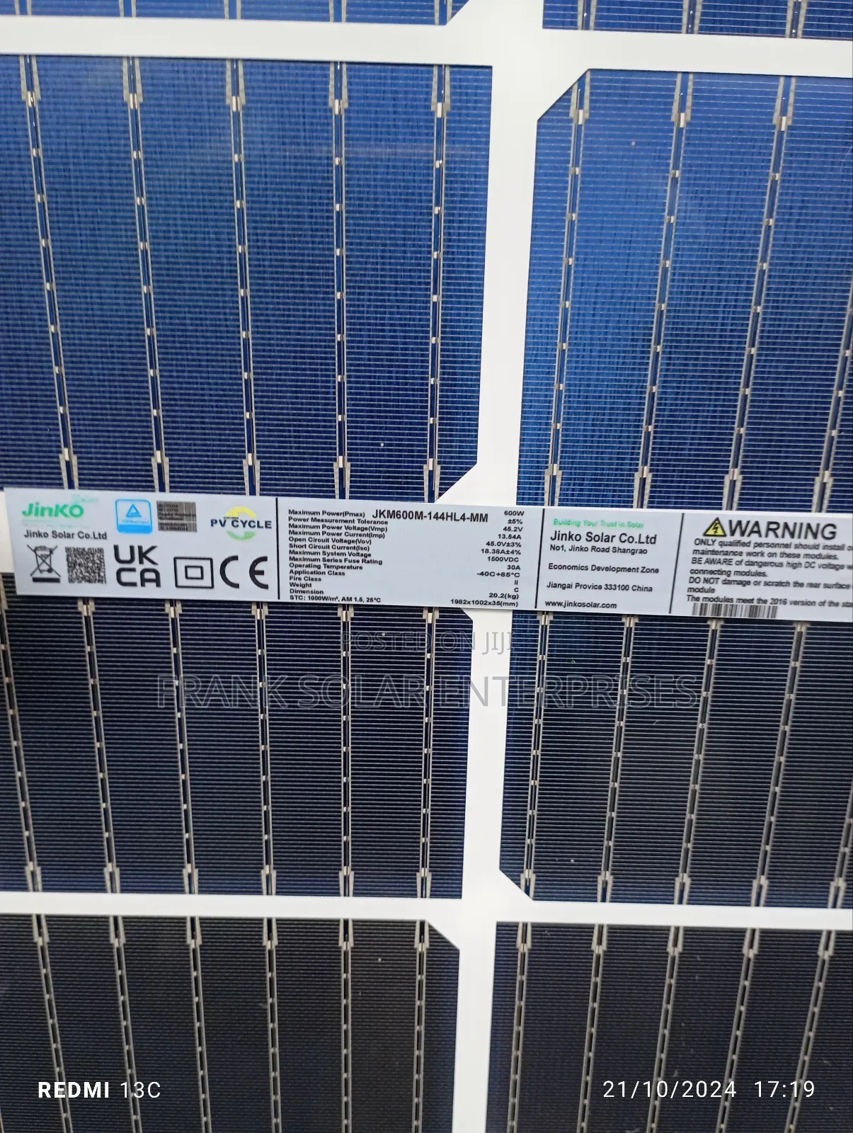 Jinko Solar Panel 600watts
