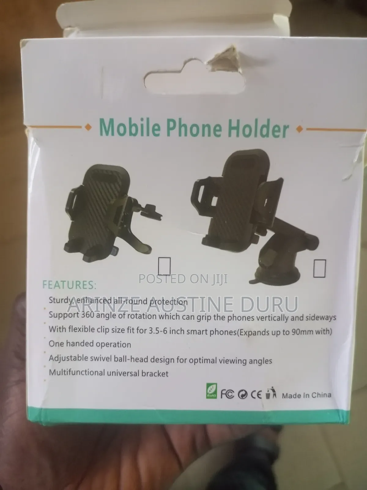 L Windshield Dashboard Car Mount Holder, Fits Any Phone