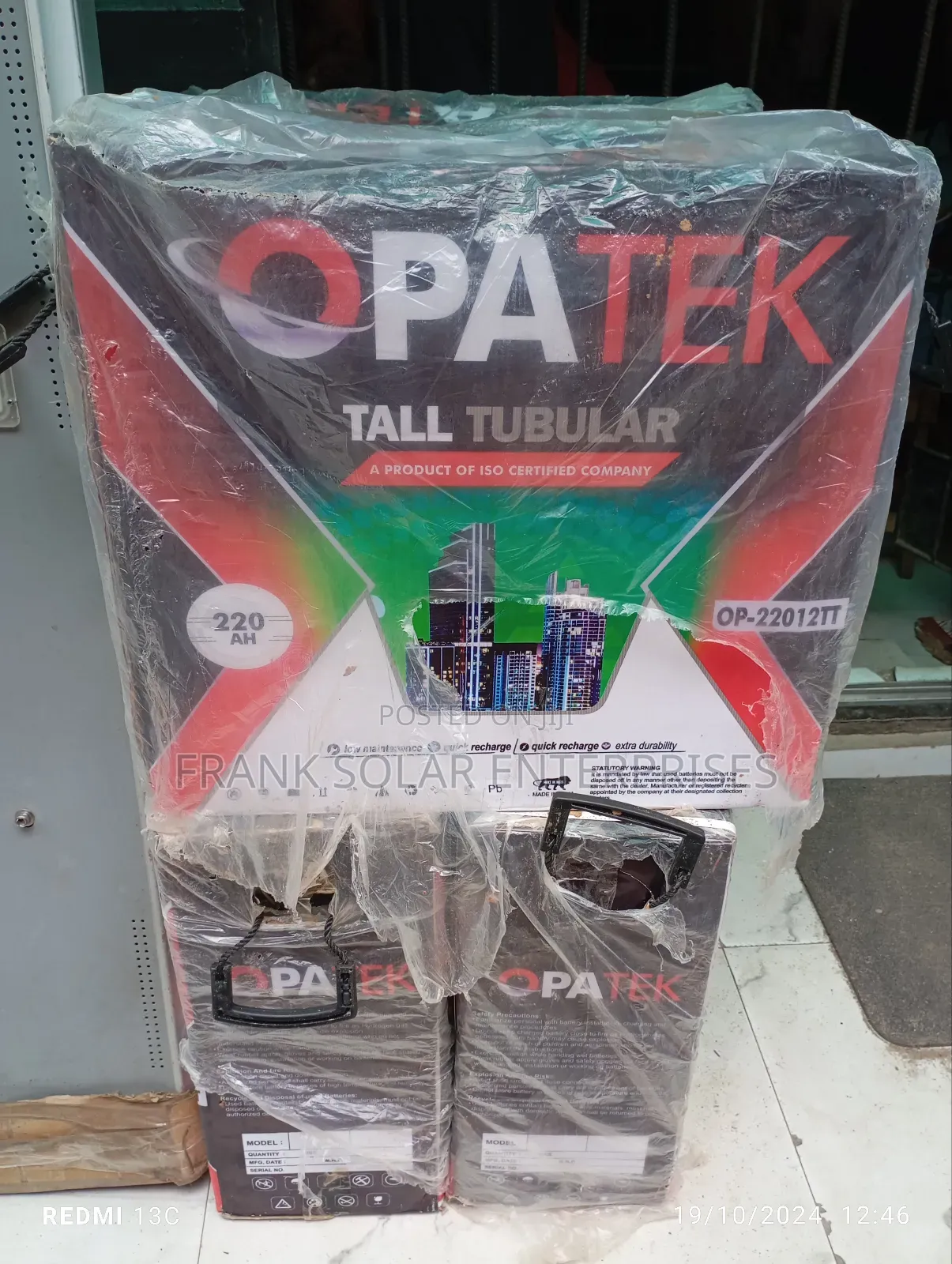 12v/220ahms Opatek Solar Tubular Battery