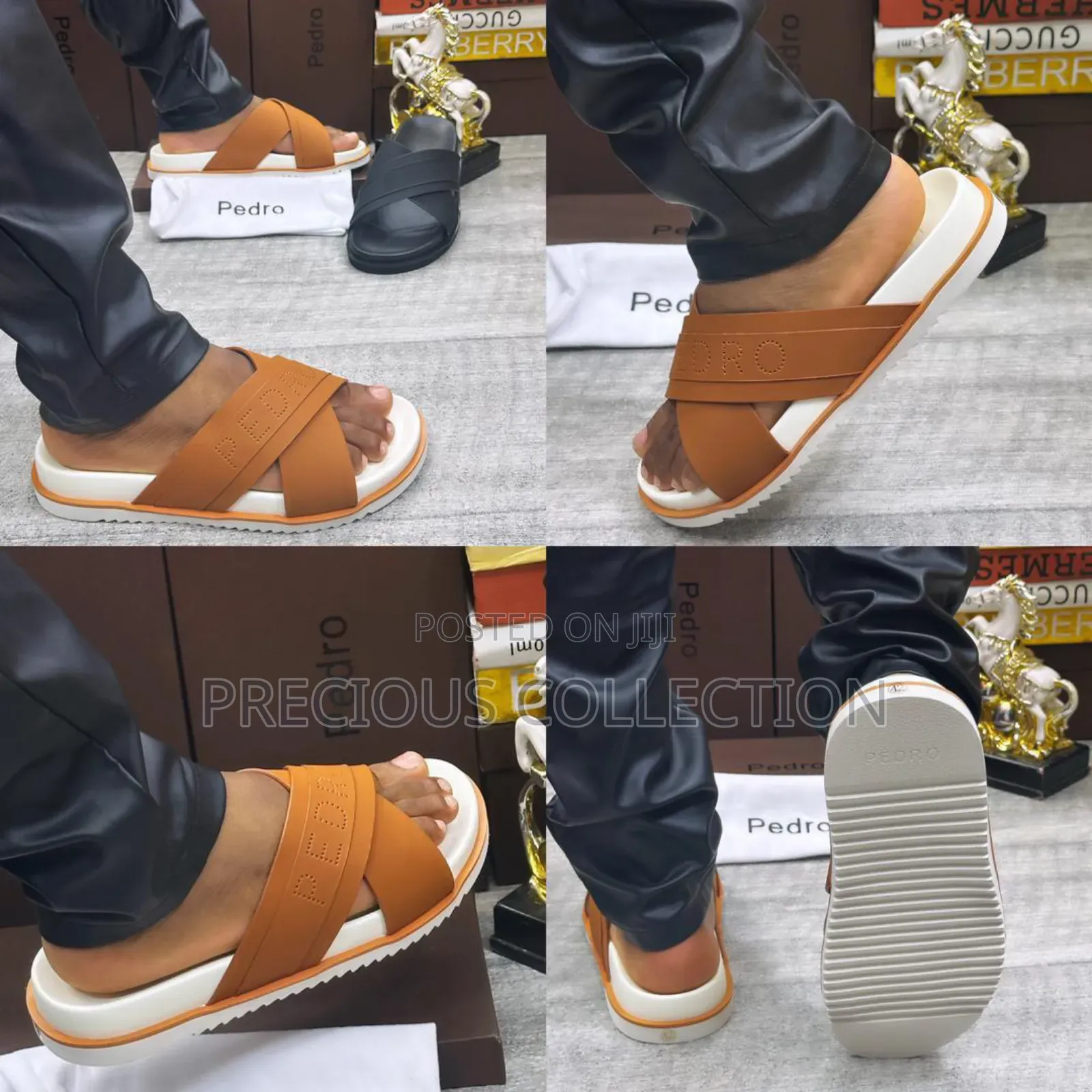 Men's Luxury Pedro Leather Slides