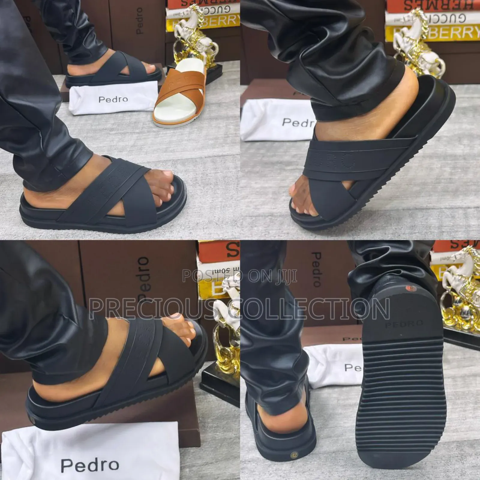 Men's Luxury Pedro Leather Slides