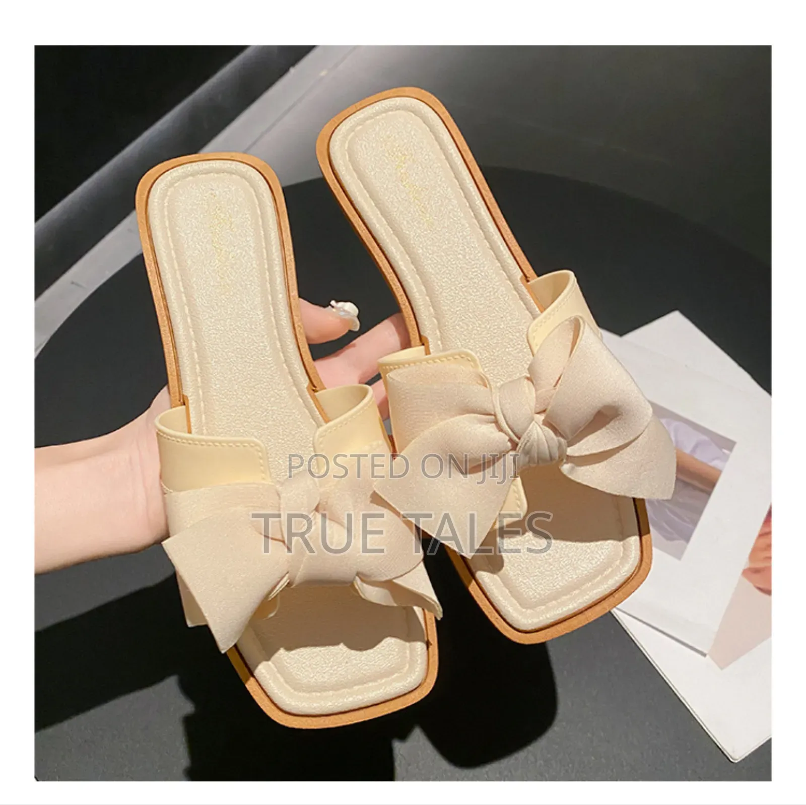 Ladies Hermes Design Slippers With Bow