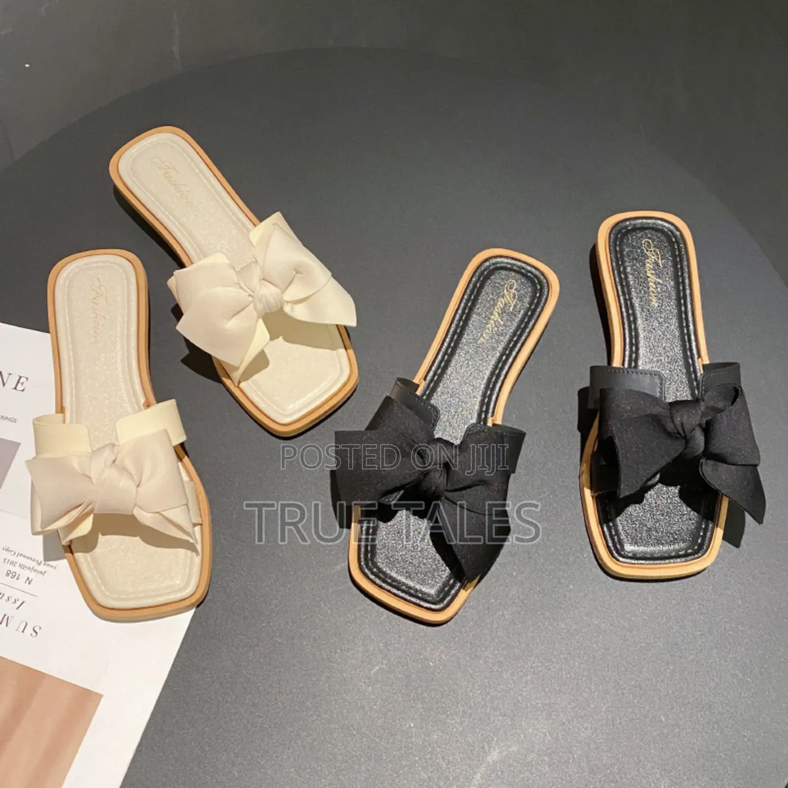 Ladies Hermes Design Slippers With Bow