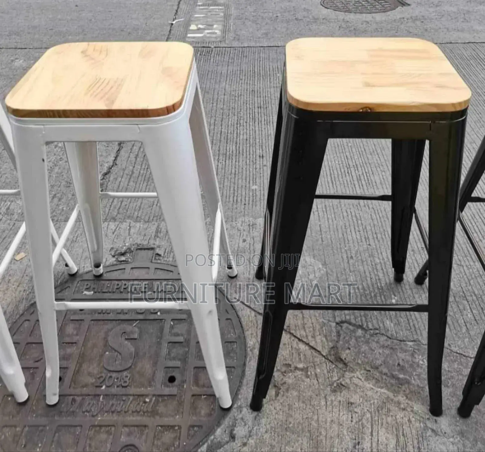 Wooden Stools With Metal Legs