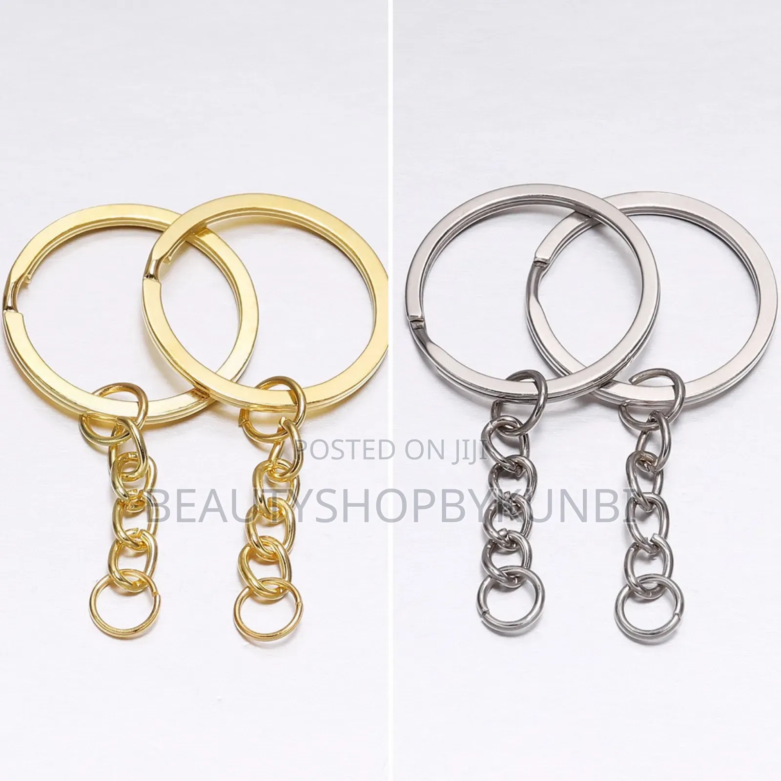 Key Ring With Chain for DIY Resin Craft (Pack of 12 Pieces)
