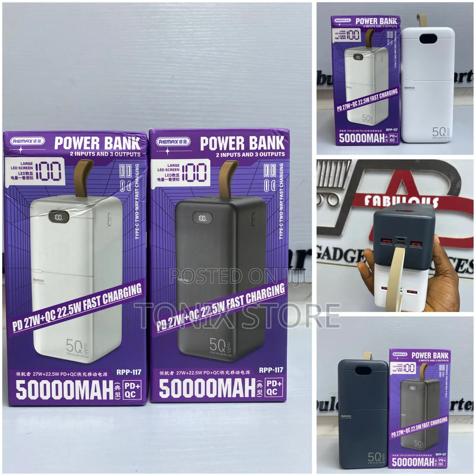 Remax 50000mah 27w+22.5w Pd+Qc Fast Charging Power Bank