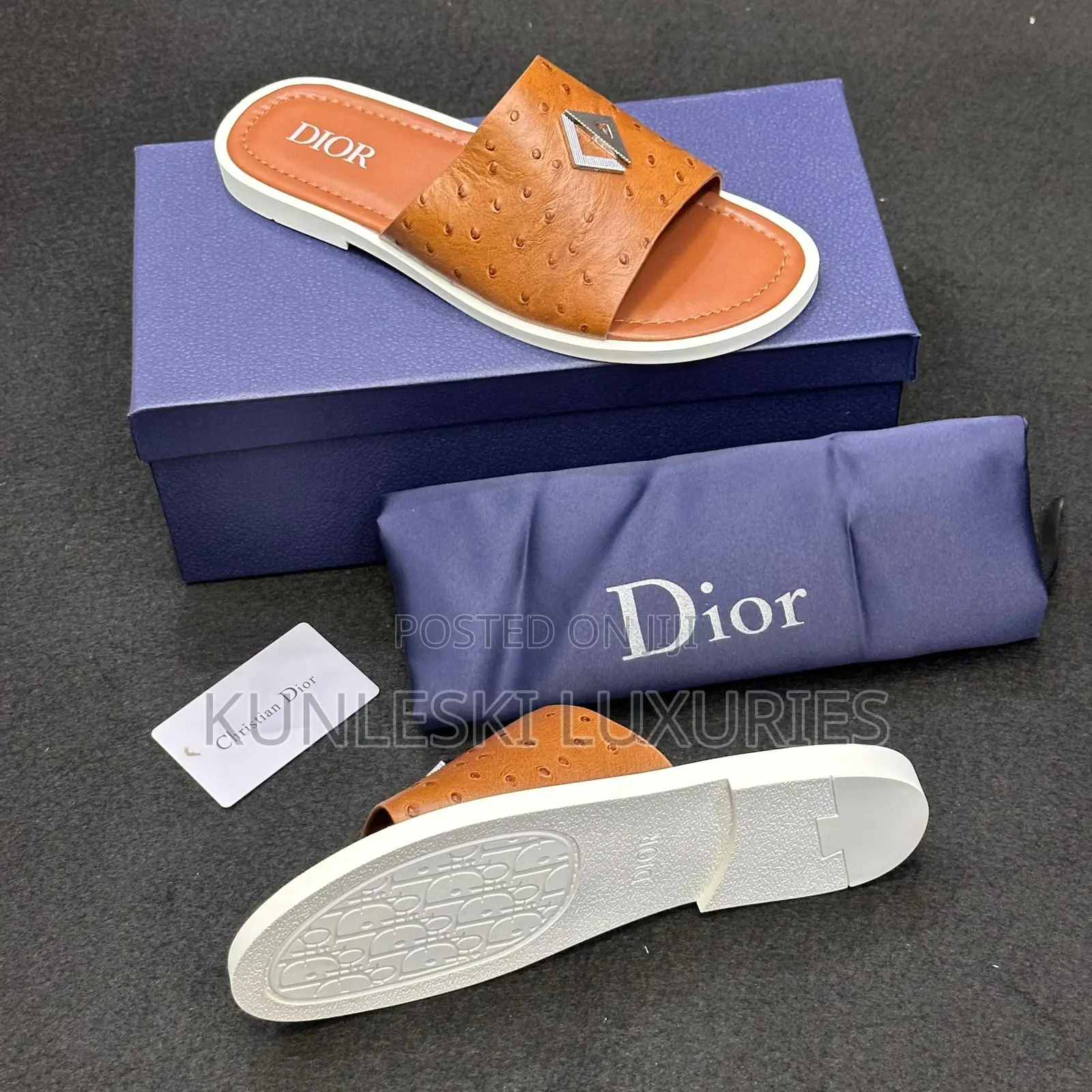 Original Christian Dior Men Leather Slippers