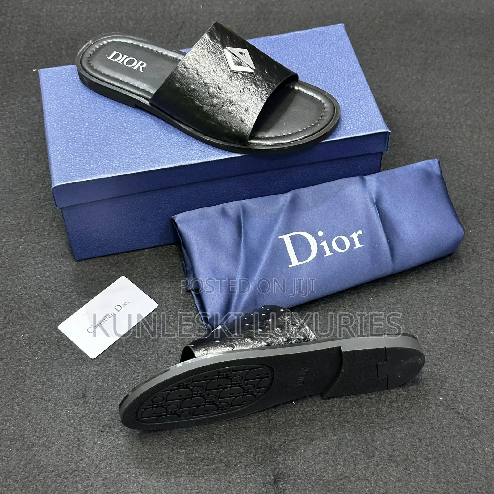 Original Christian Dior Men Leather Slippers