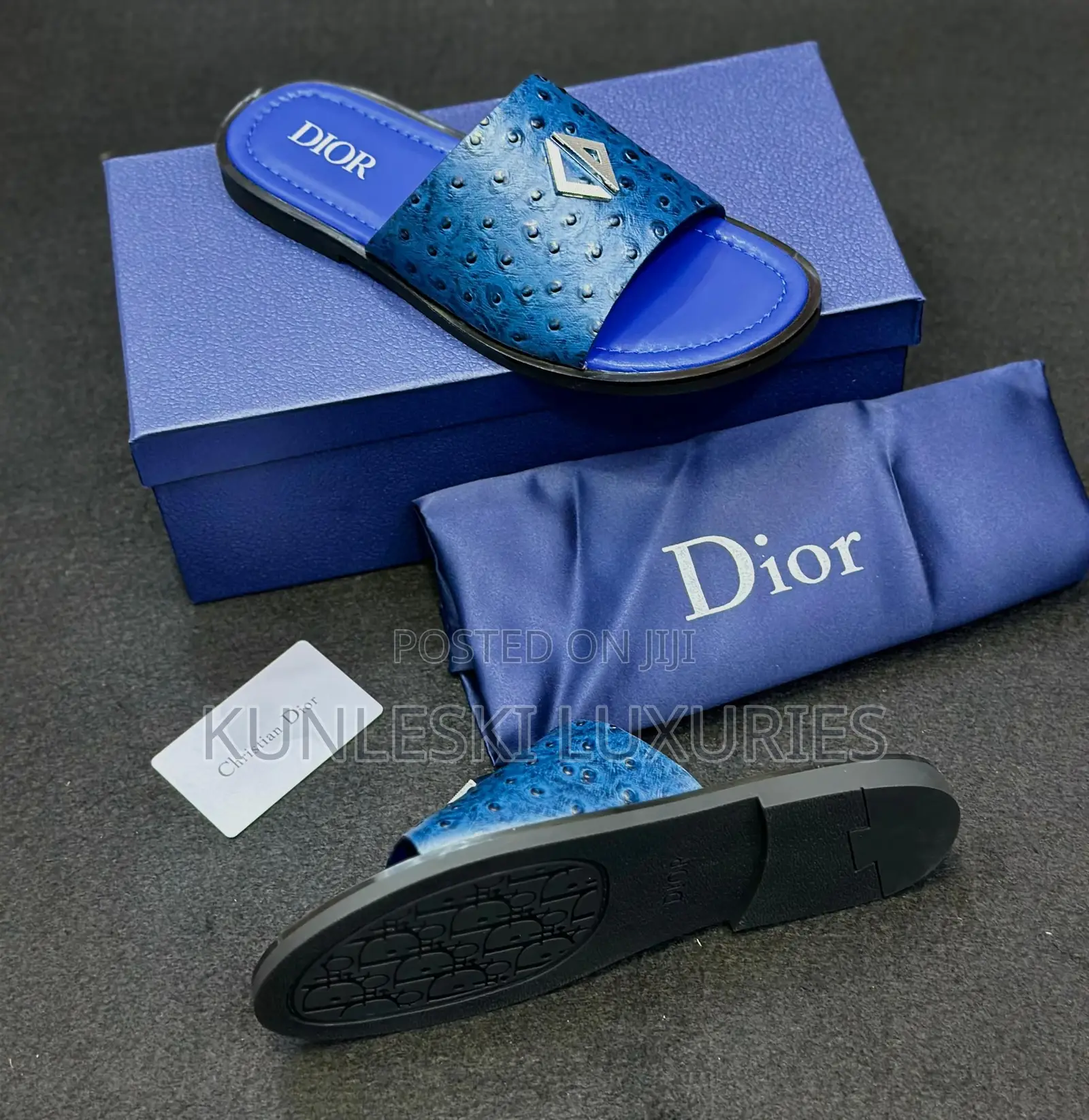 Original Christian Dior Men Leather Slippers