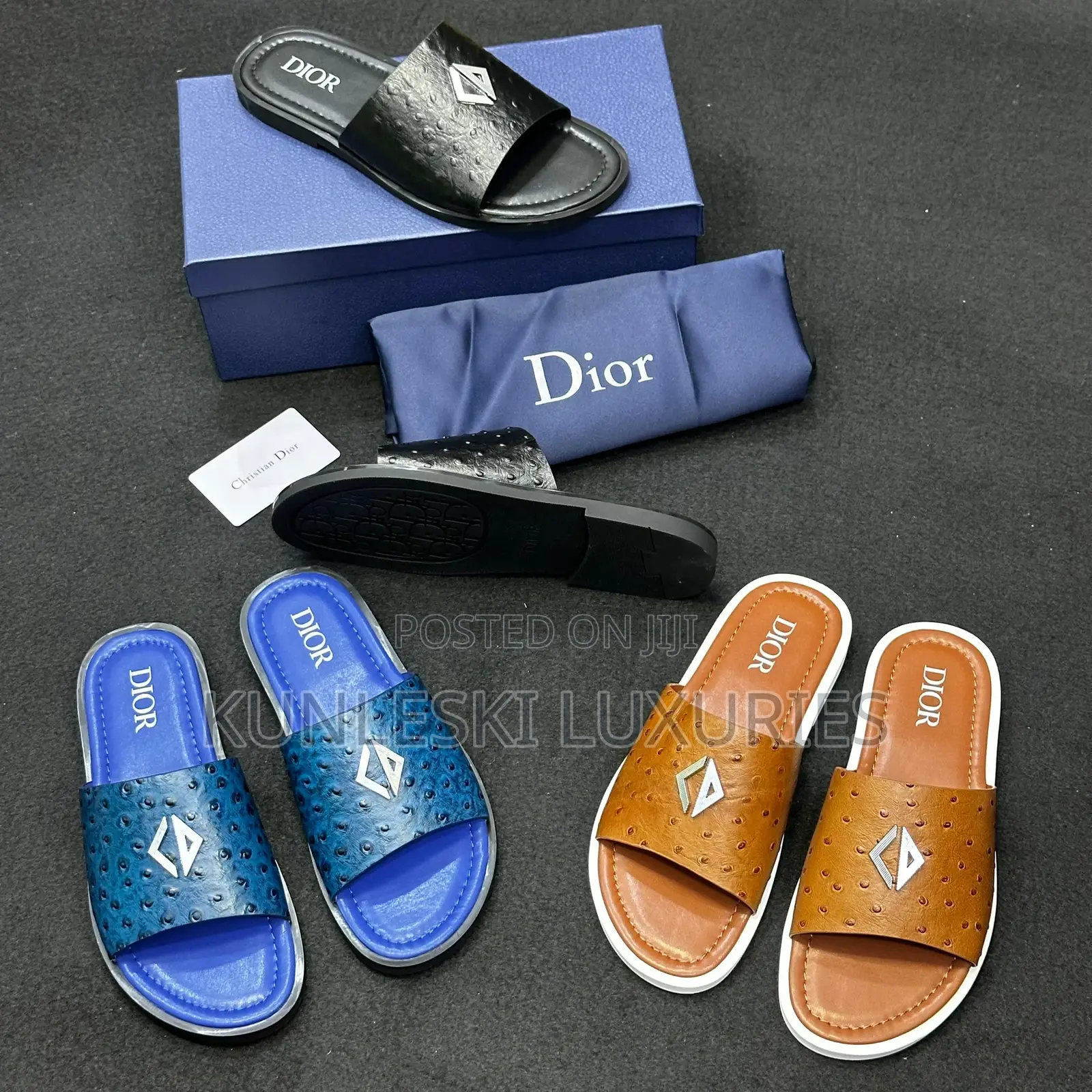 Original Christian Dior Men Leather Slippers