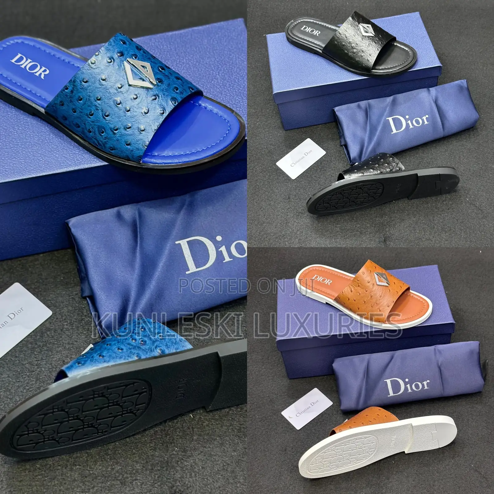 Original Christian Dior Men Leather Slippers