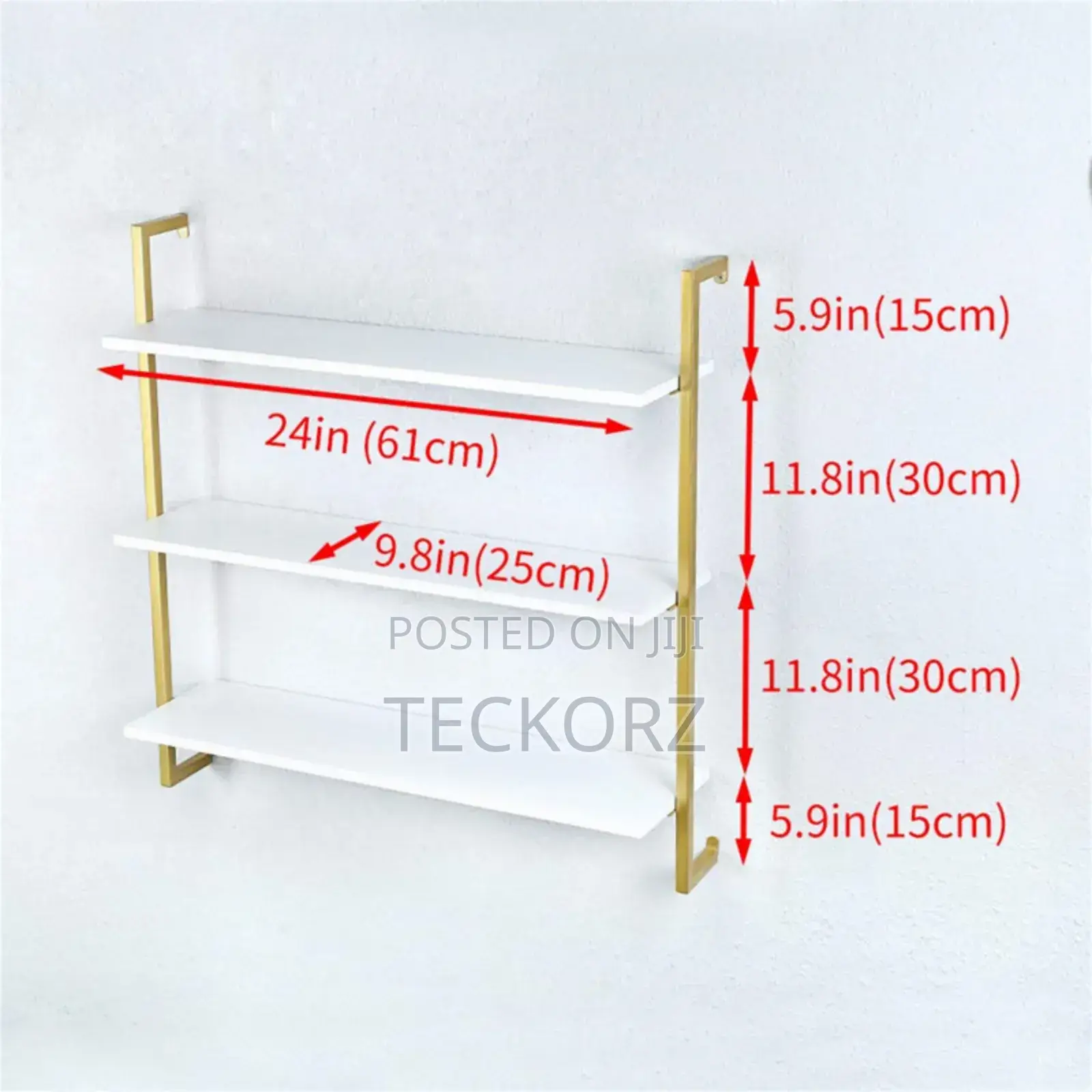 Wall Mounted Golden Metal Shelve