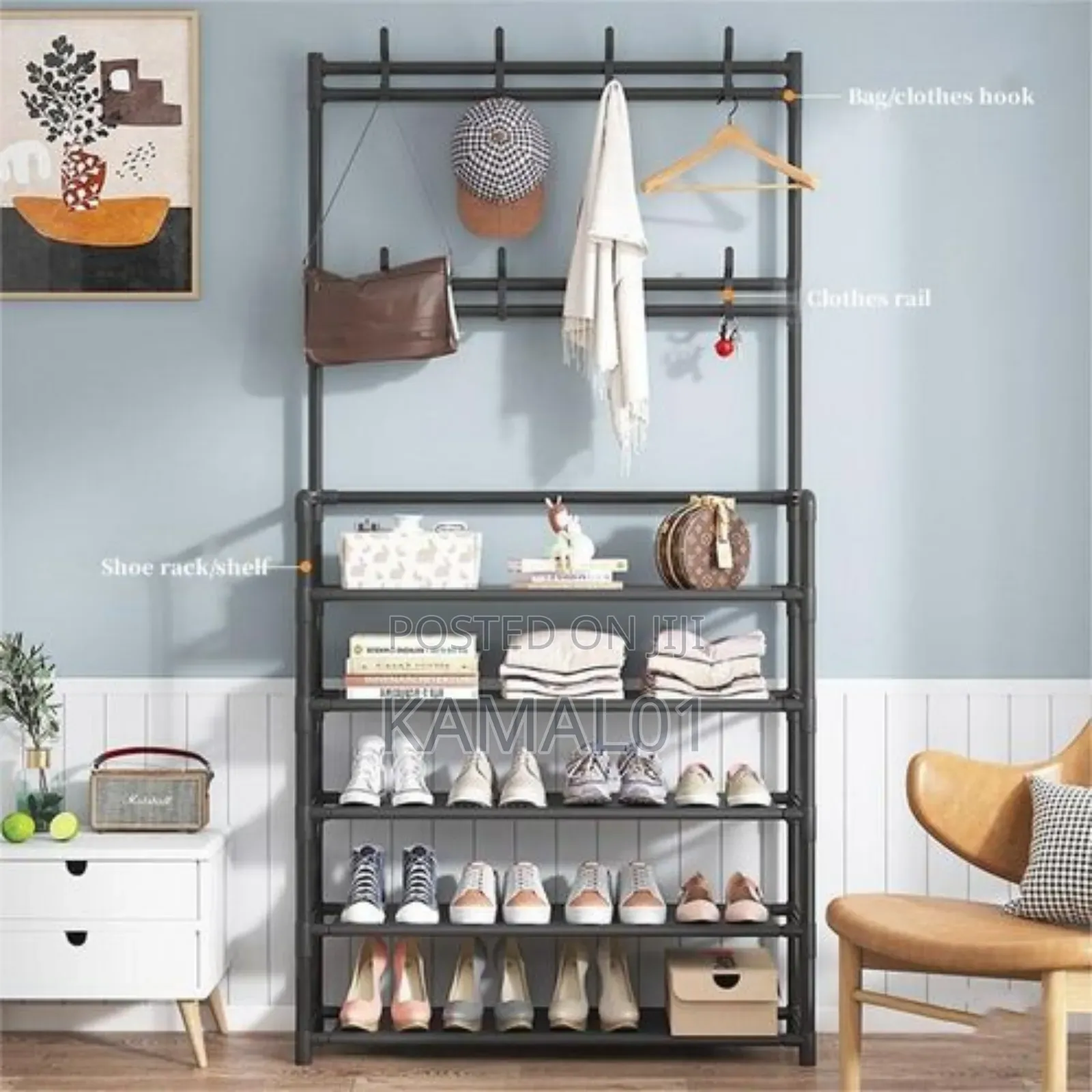 Bedroom/Living Room Coat Rack, Shoe Rack, Storage Wardrobe