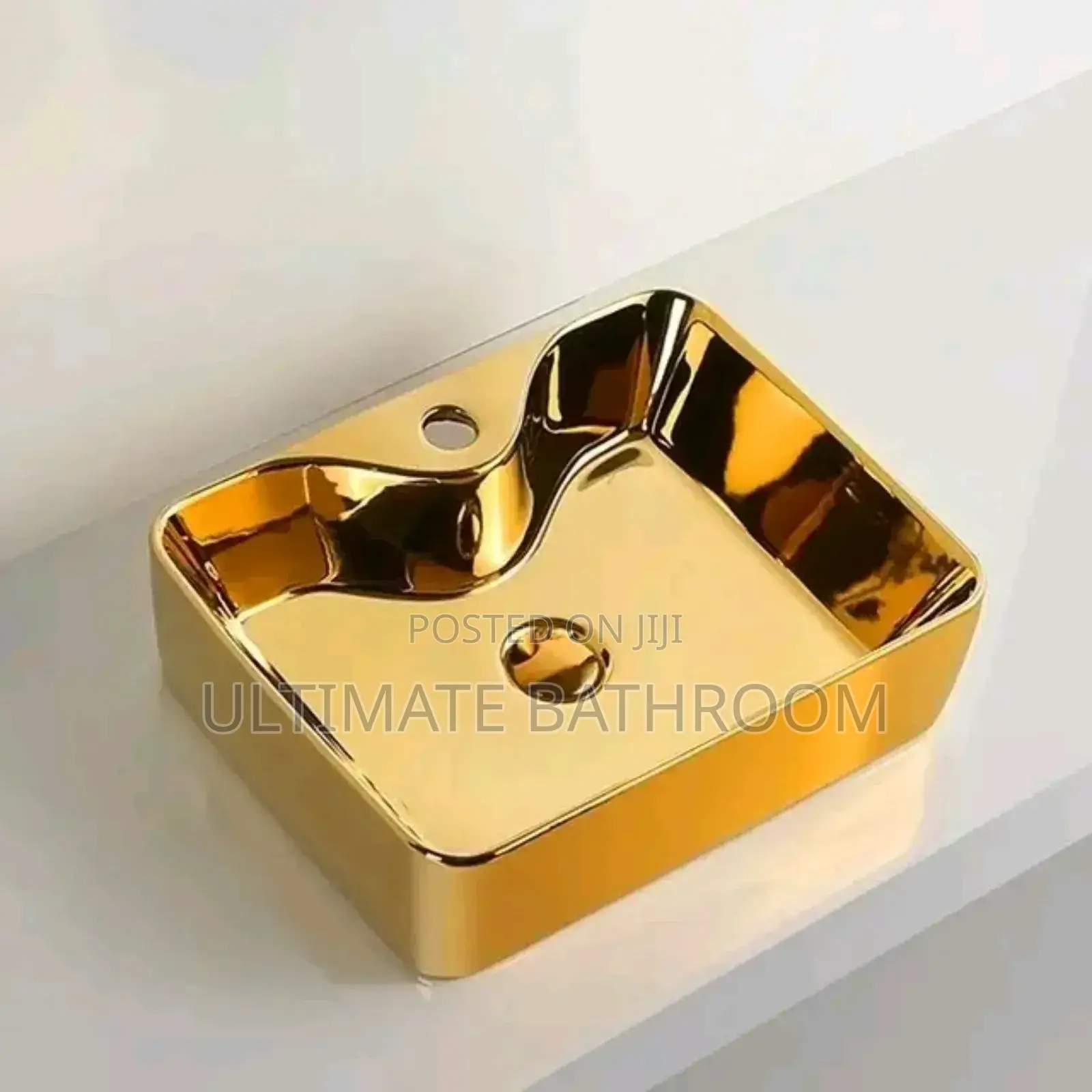 Baked Gold Art Basin With Tap Space