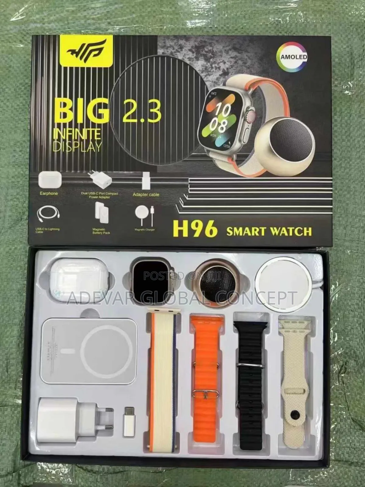 H96 Smartwatch With Power Bank, Speaker,Airpod and 4 Straps
