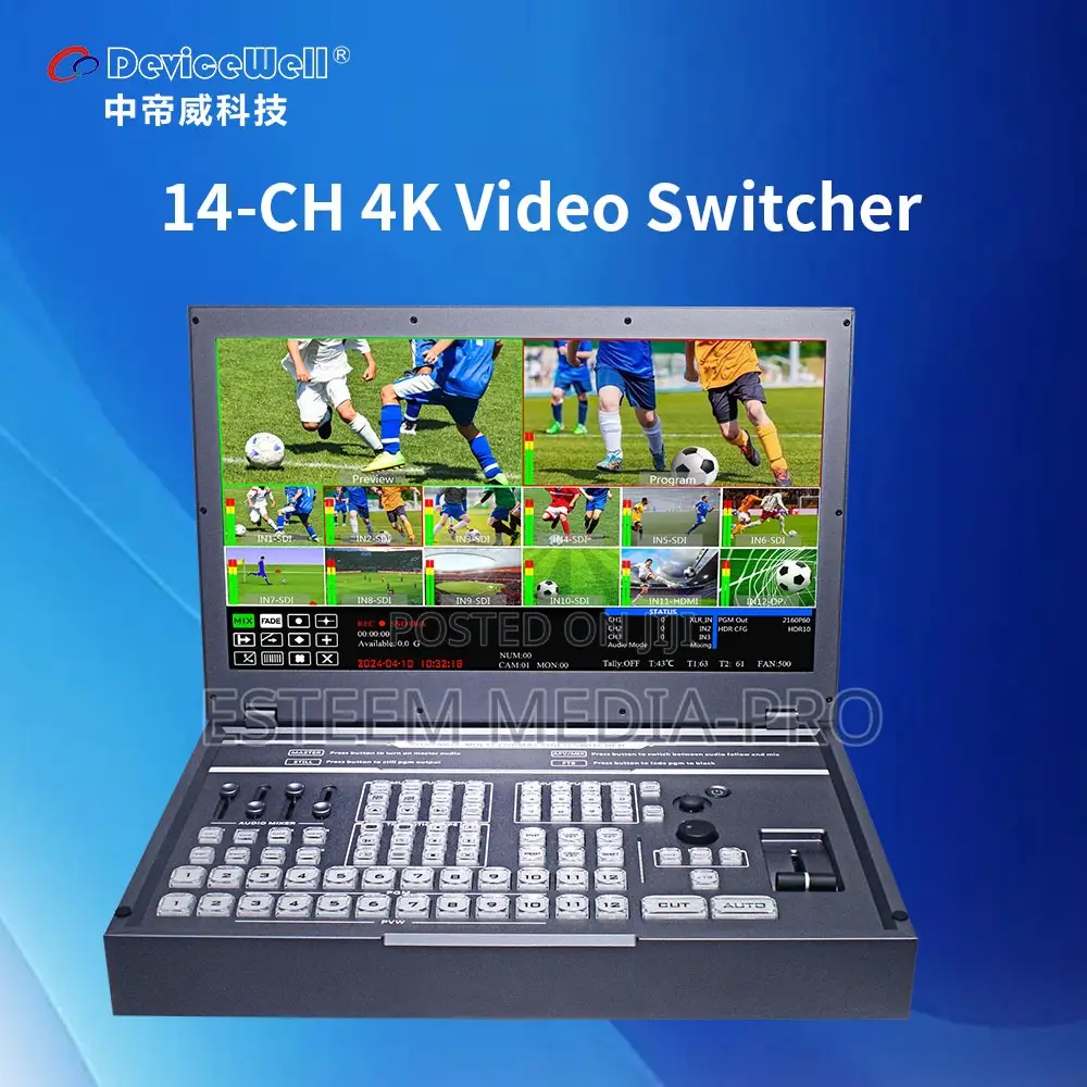 Devicewell 12g Uhd 14-Ch Video Switcher-Uhs9916r