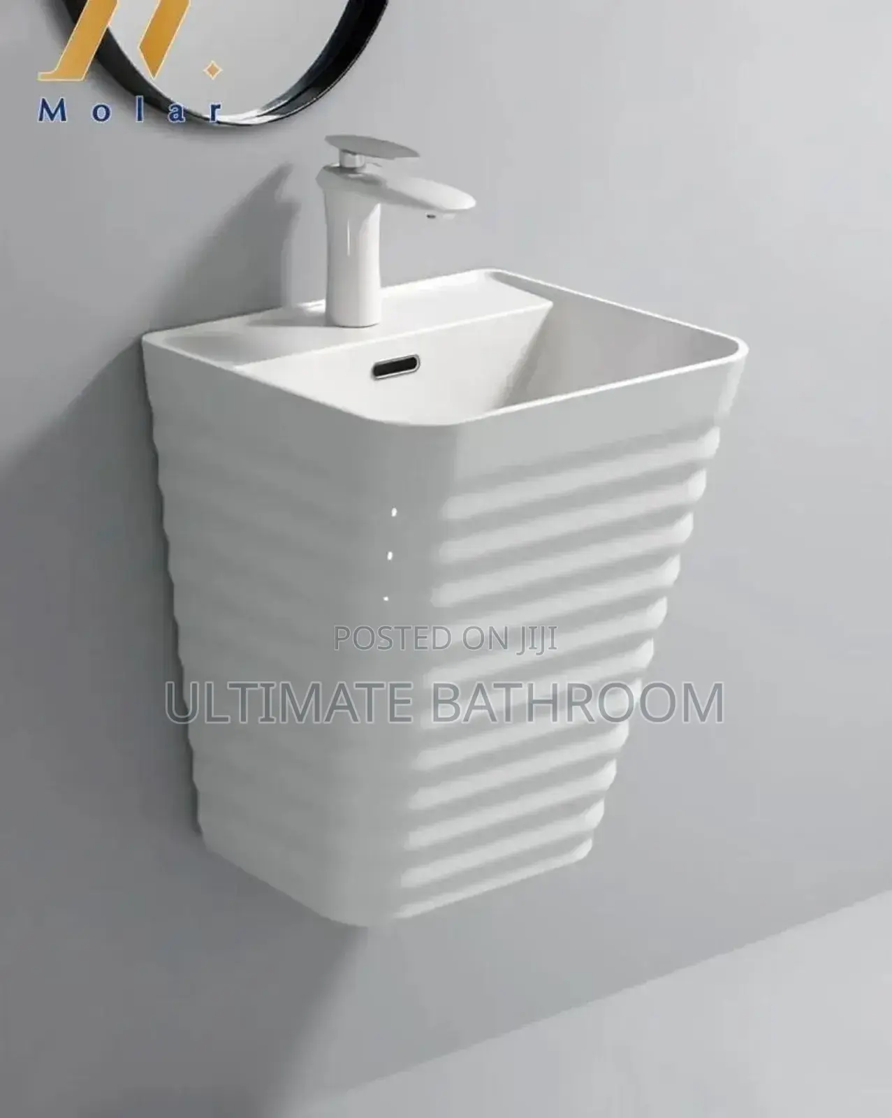 Stripe Design White Wall Hung Basin