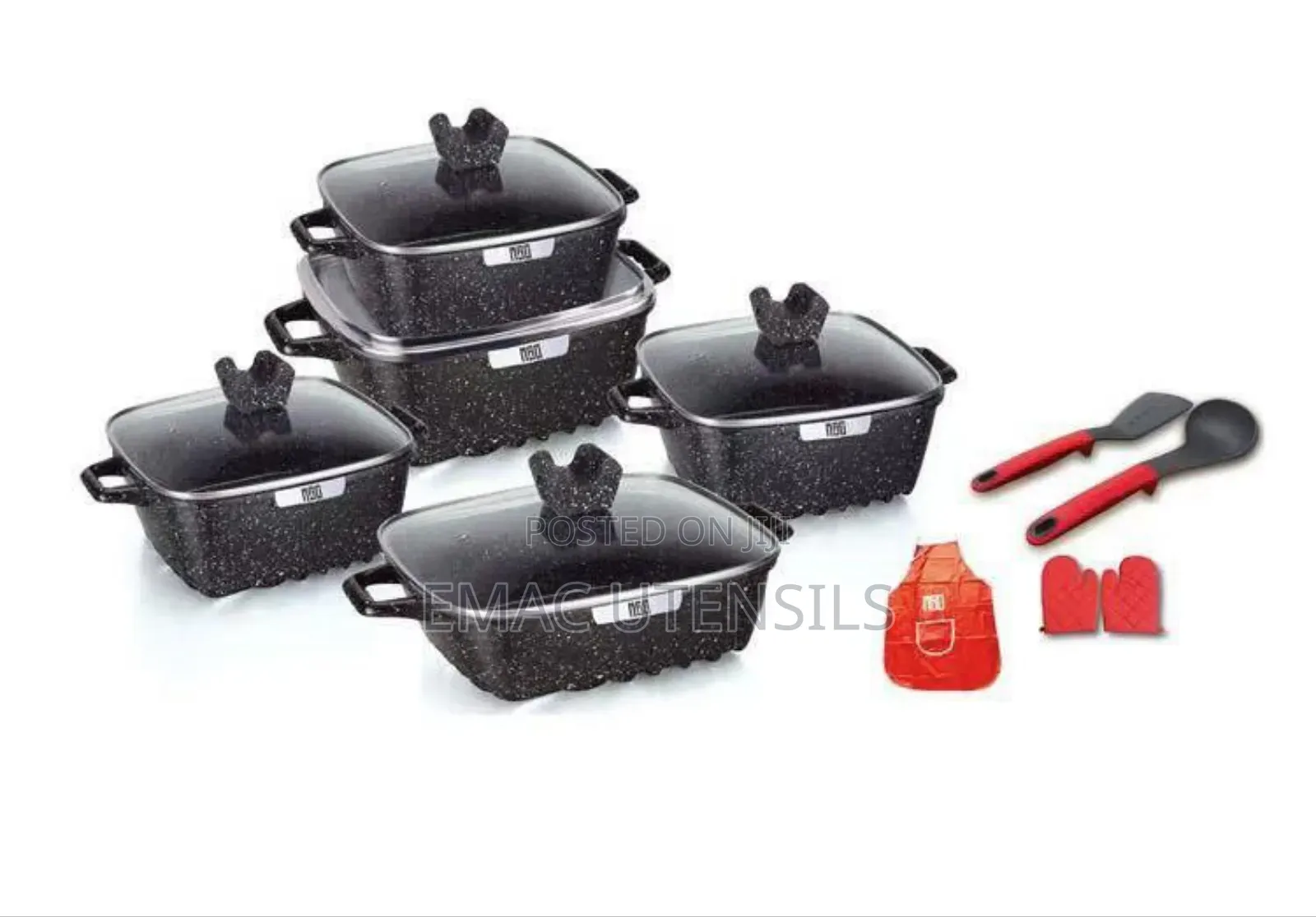 15 PCS Square Soup Non Stick Die-Casting Aluminum Cookware