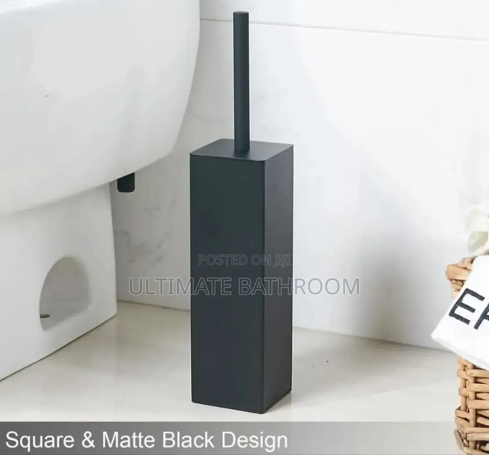 Sit Of The Floor Black Square Shape Toilet Brush