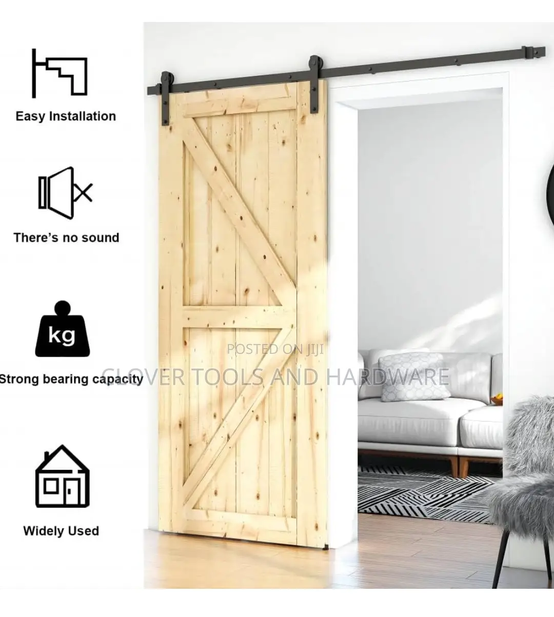 6.6FT Sliding Barn Door Hardware Kit for Single Wood Door,