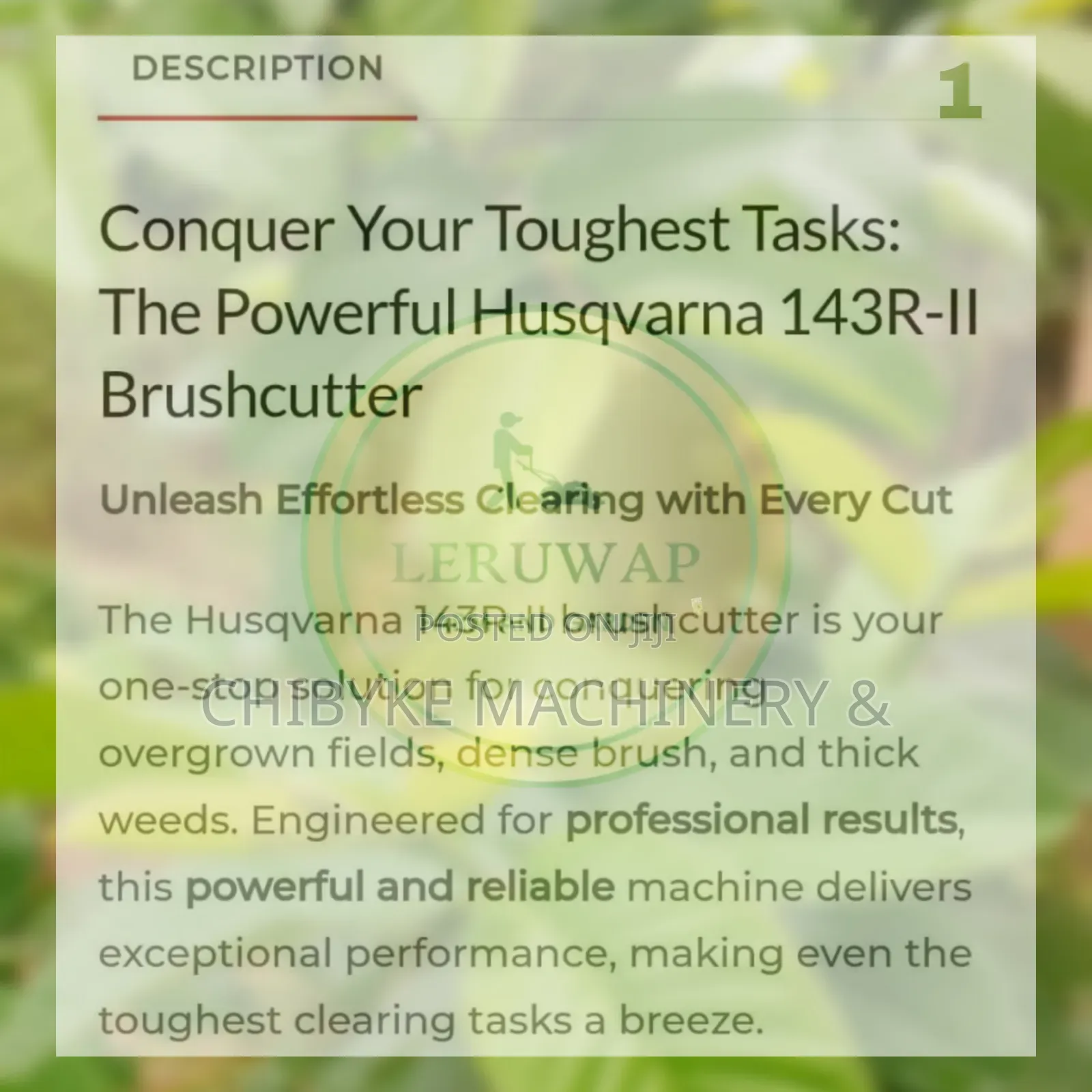 Husqvarna R143-Ii King of Brush Cutters