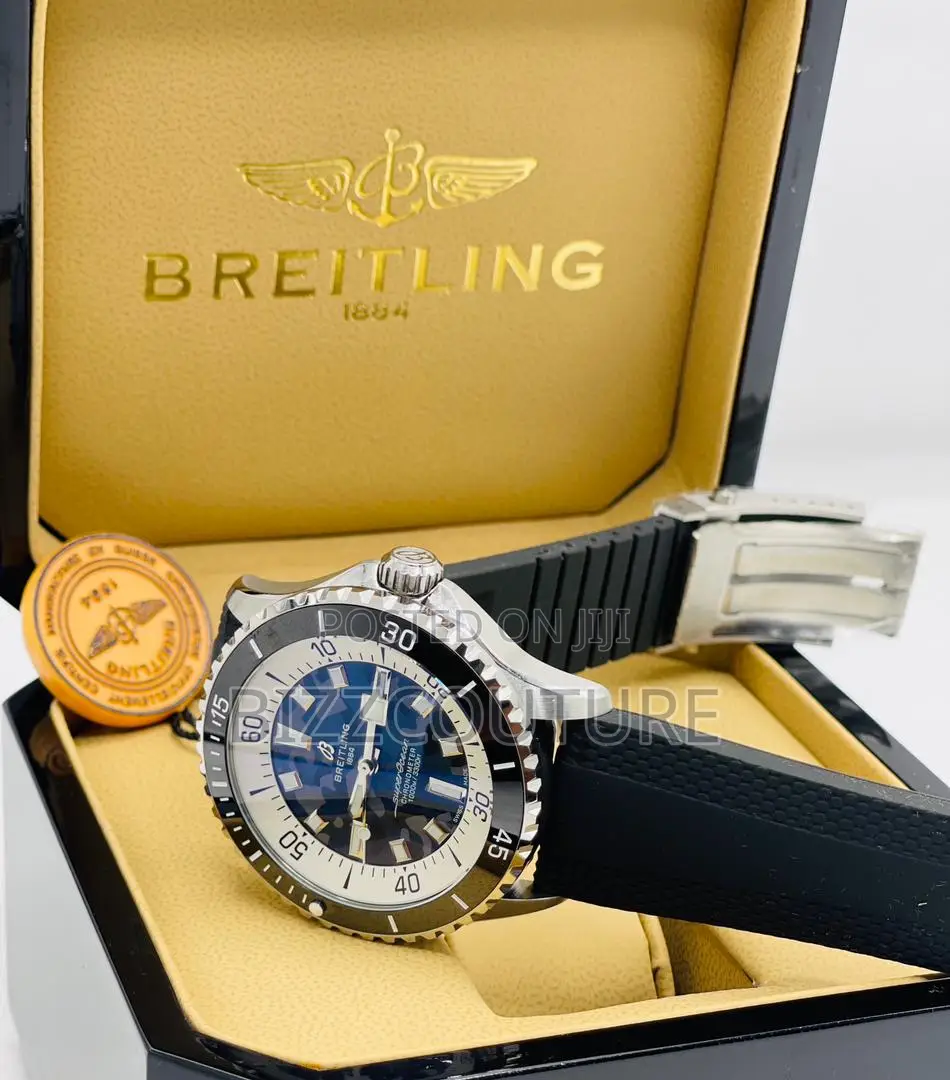 Original Breitling Chronograph Black Rubber Strap Watch