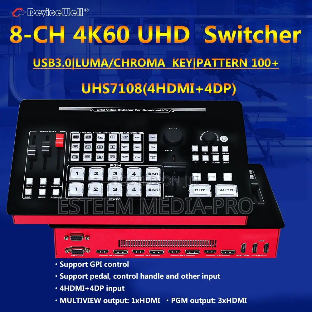 Devicewell 8-Ch Hdmi 4k60 Switcher Uhs7108