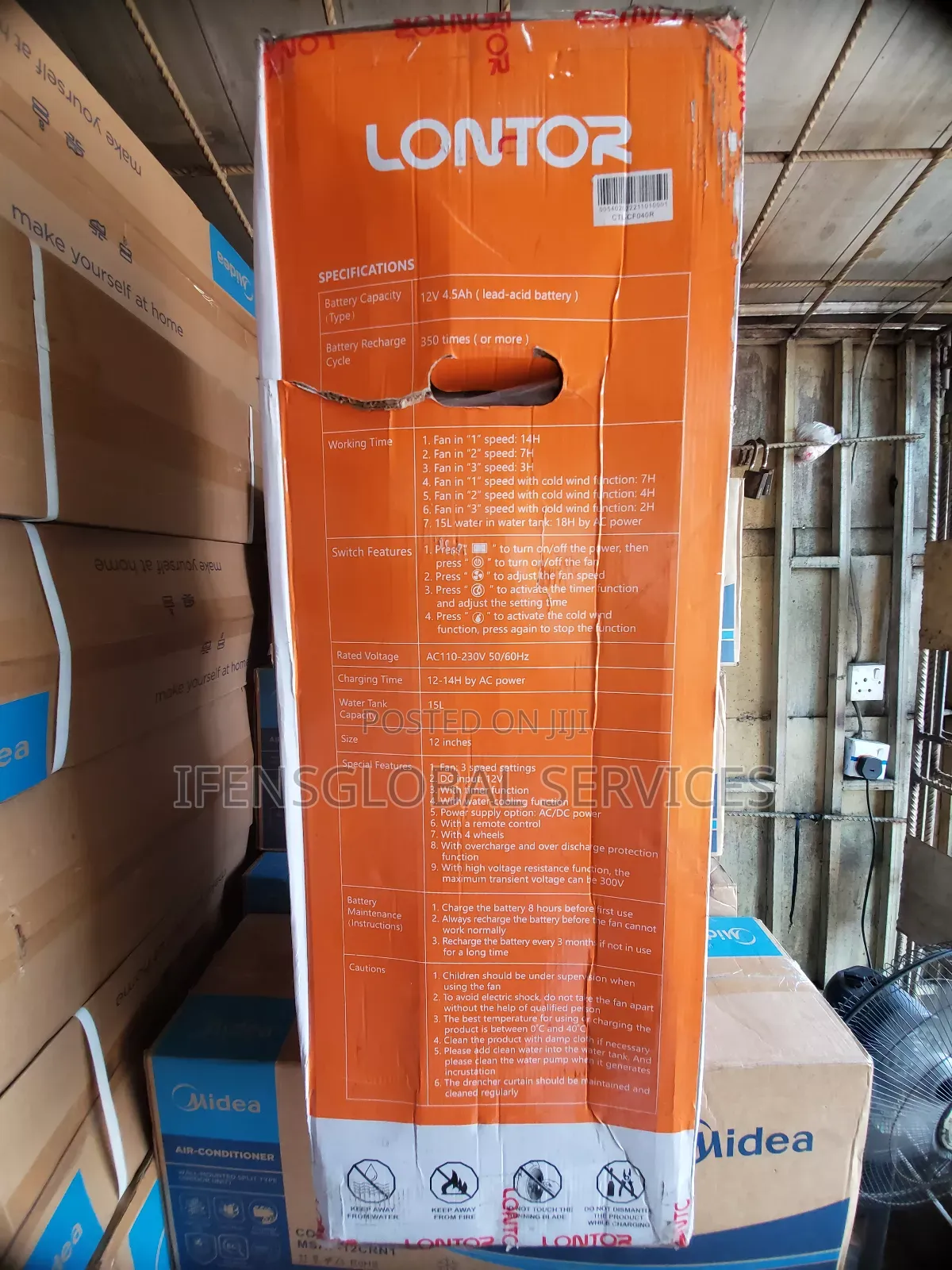 12" Lontor Reachable Water Fan