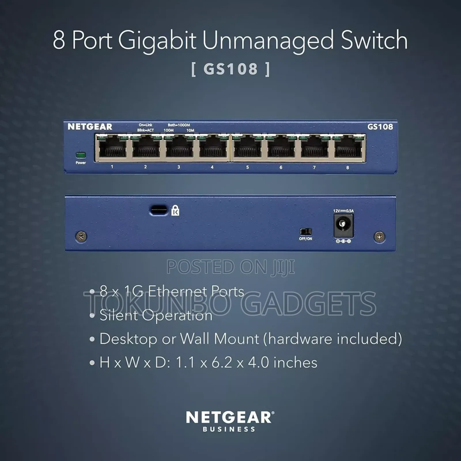Netgear GS108 8-Port Unmanaged Gigabit Ethernet Switch