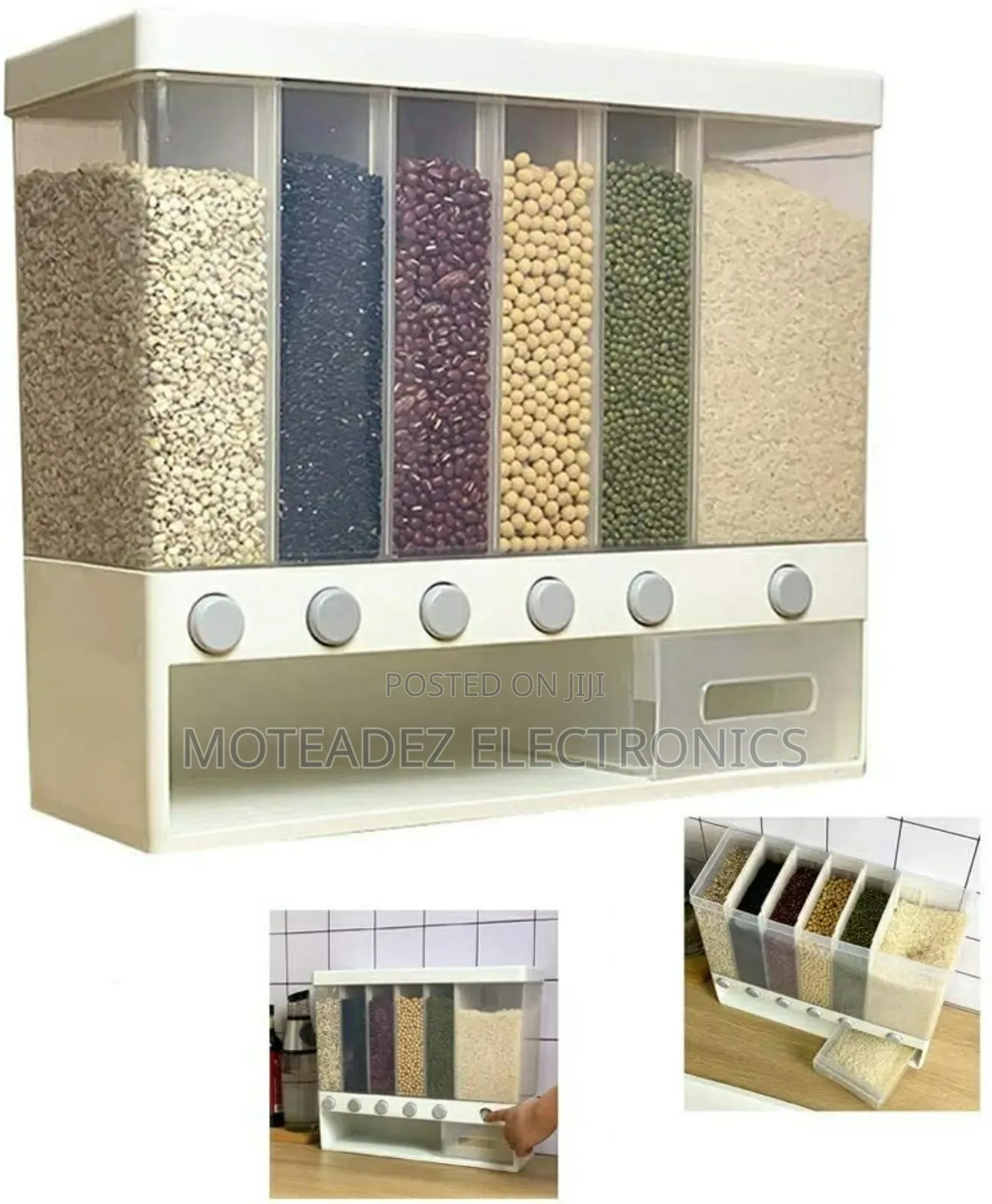 6 Partition Wall Mounted Cereal Storage/Dispenser With Cup