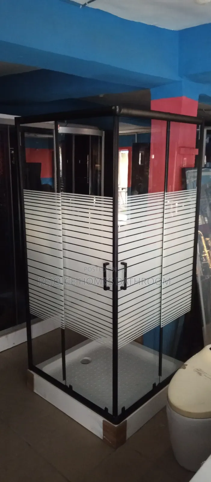 90 by 90 Black Frame Shower Cubicle