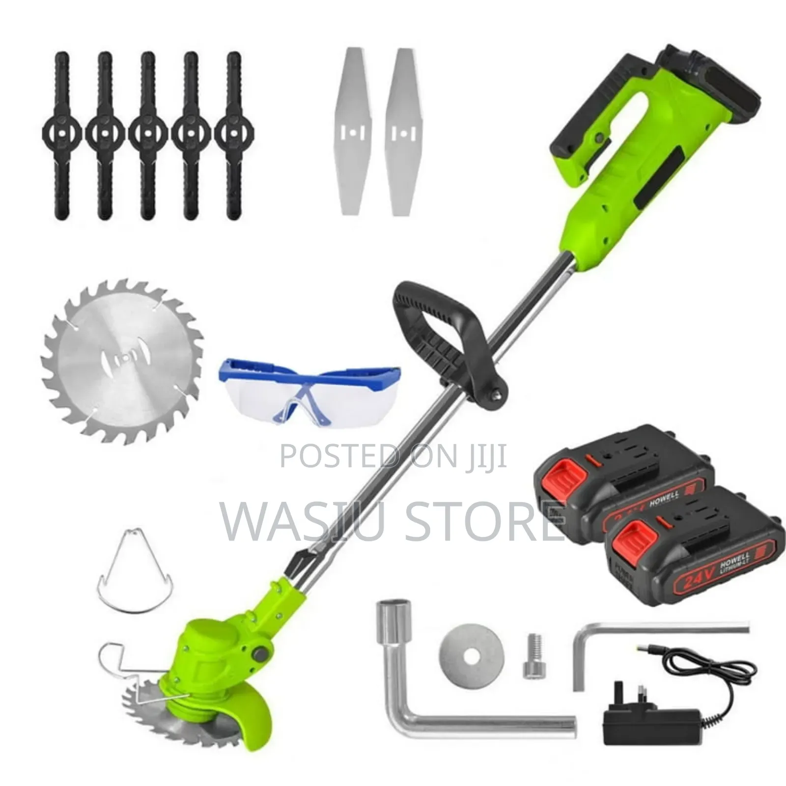 Electric Cordless Lawn Mower Trimmer With 2 Batteries
