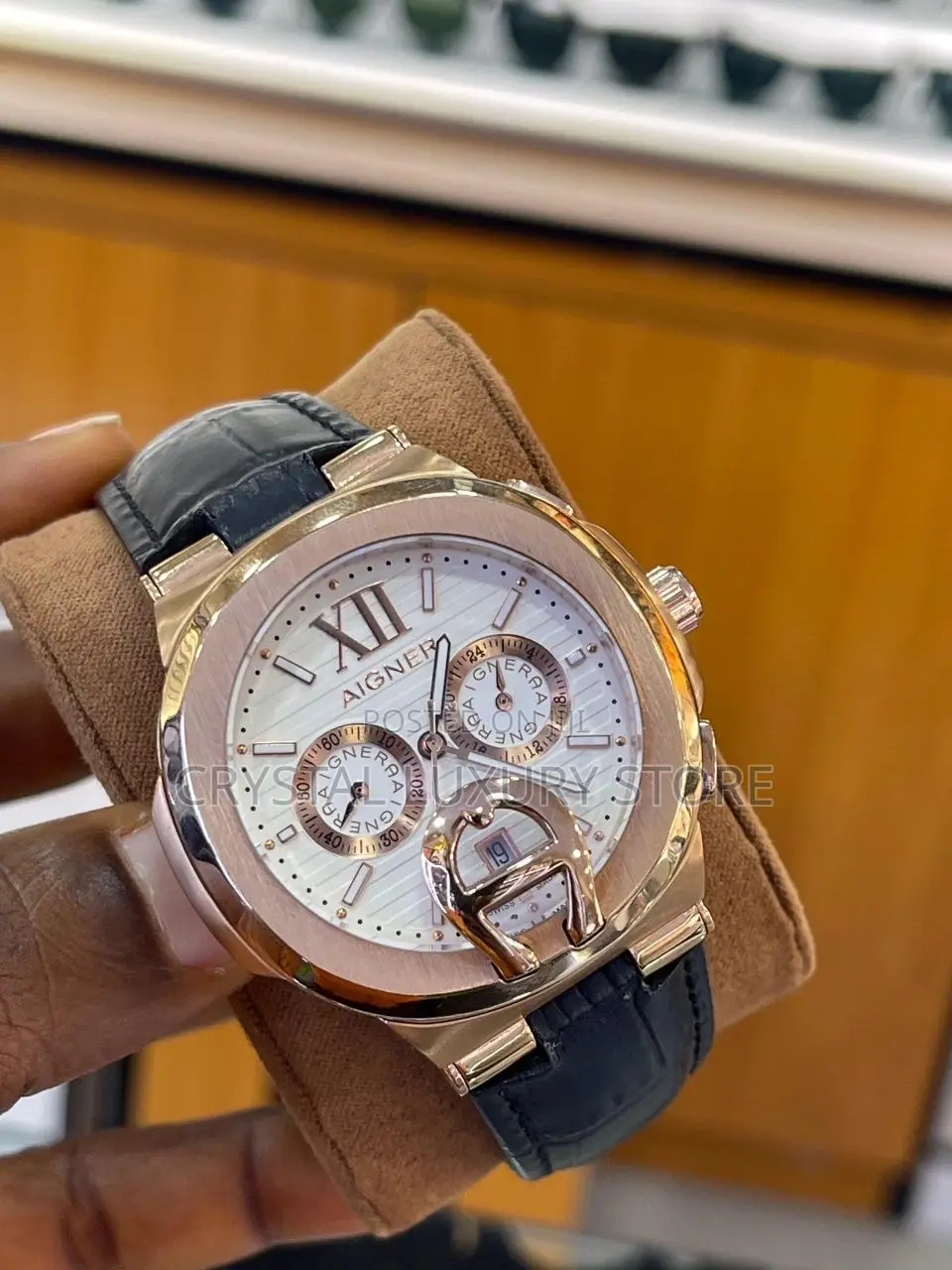Aigner Quality Luxury Men Genuine Leather Wristwatch