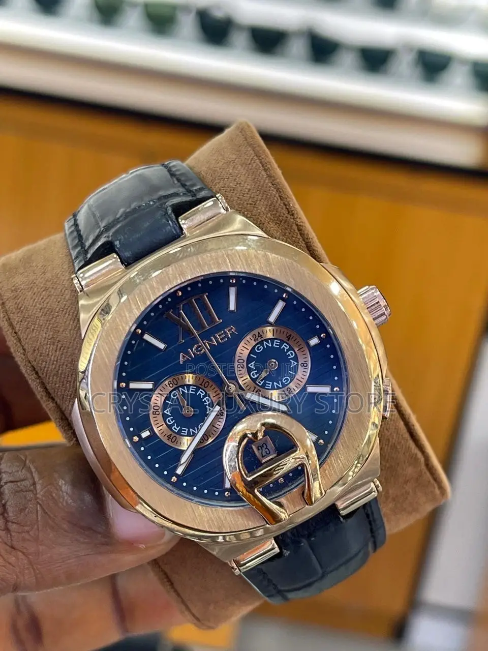 Aigner Quality Luxury Men Genuine Leather Wristwatch