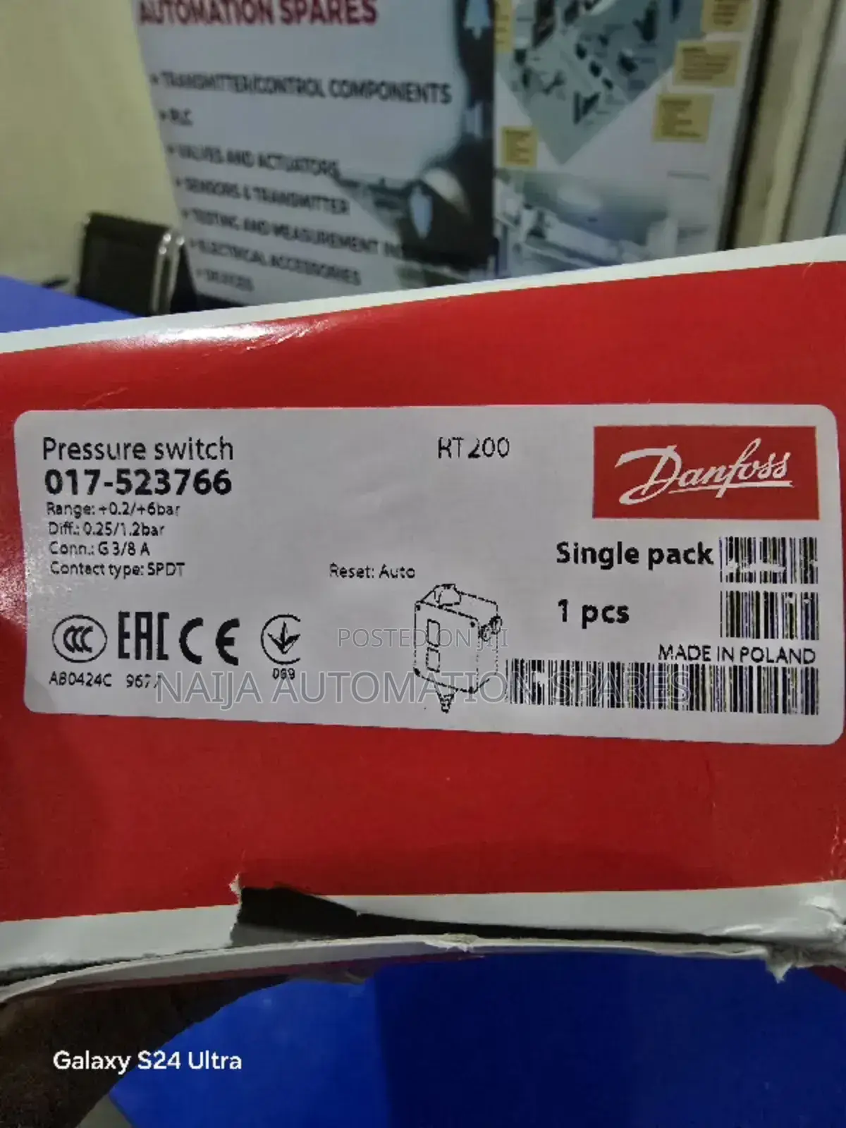 Danfoss RT 200 | Pressure Switch 0.2~6bar | 017-523766