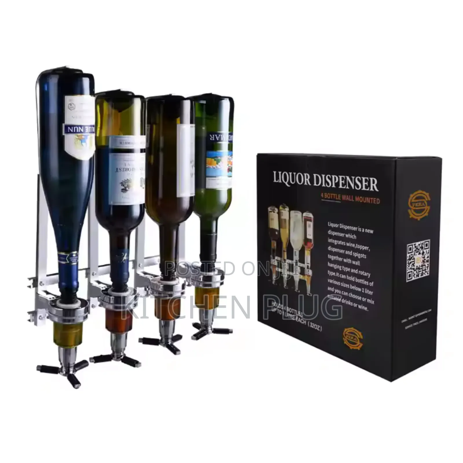 4-bottle Liquor Dispenser,Aluminium Alloy Wall Mounted