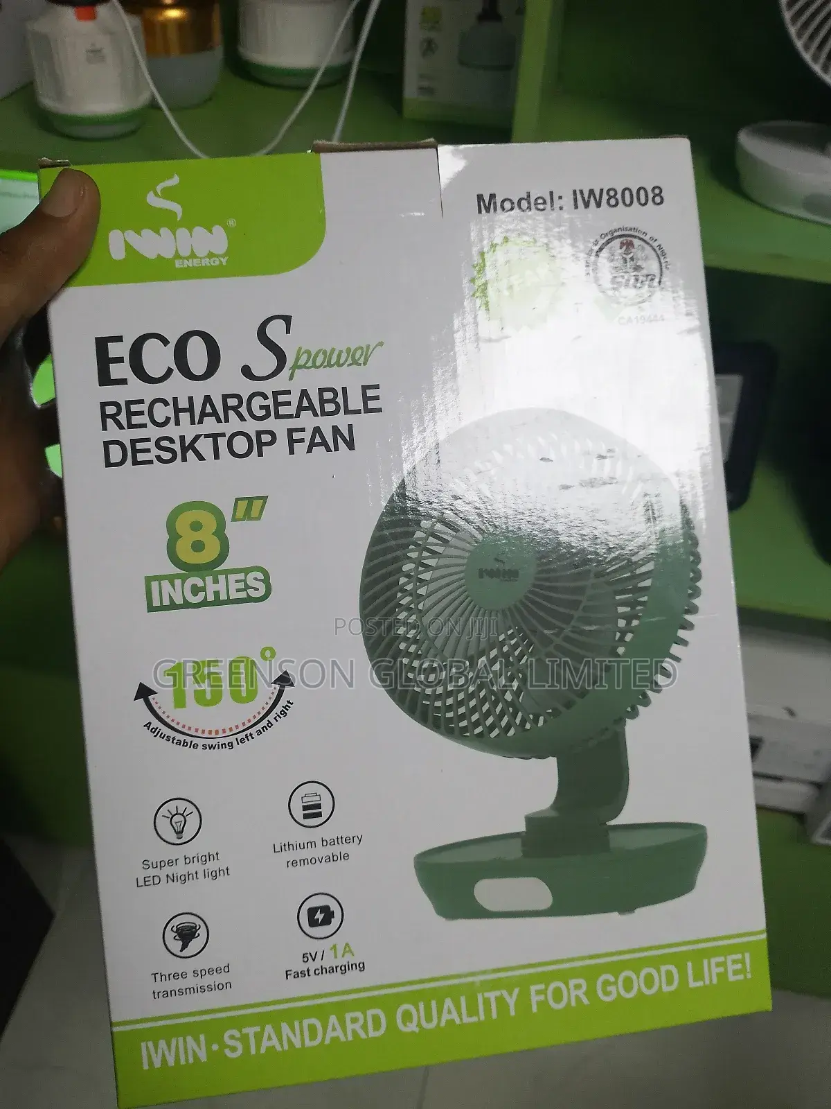 8 Inches Iwin Rechargeable Fan