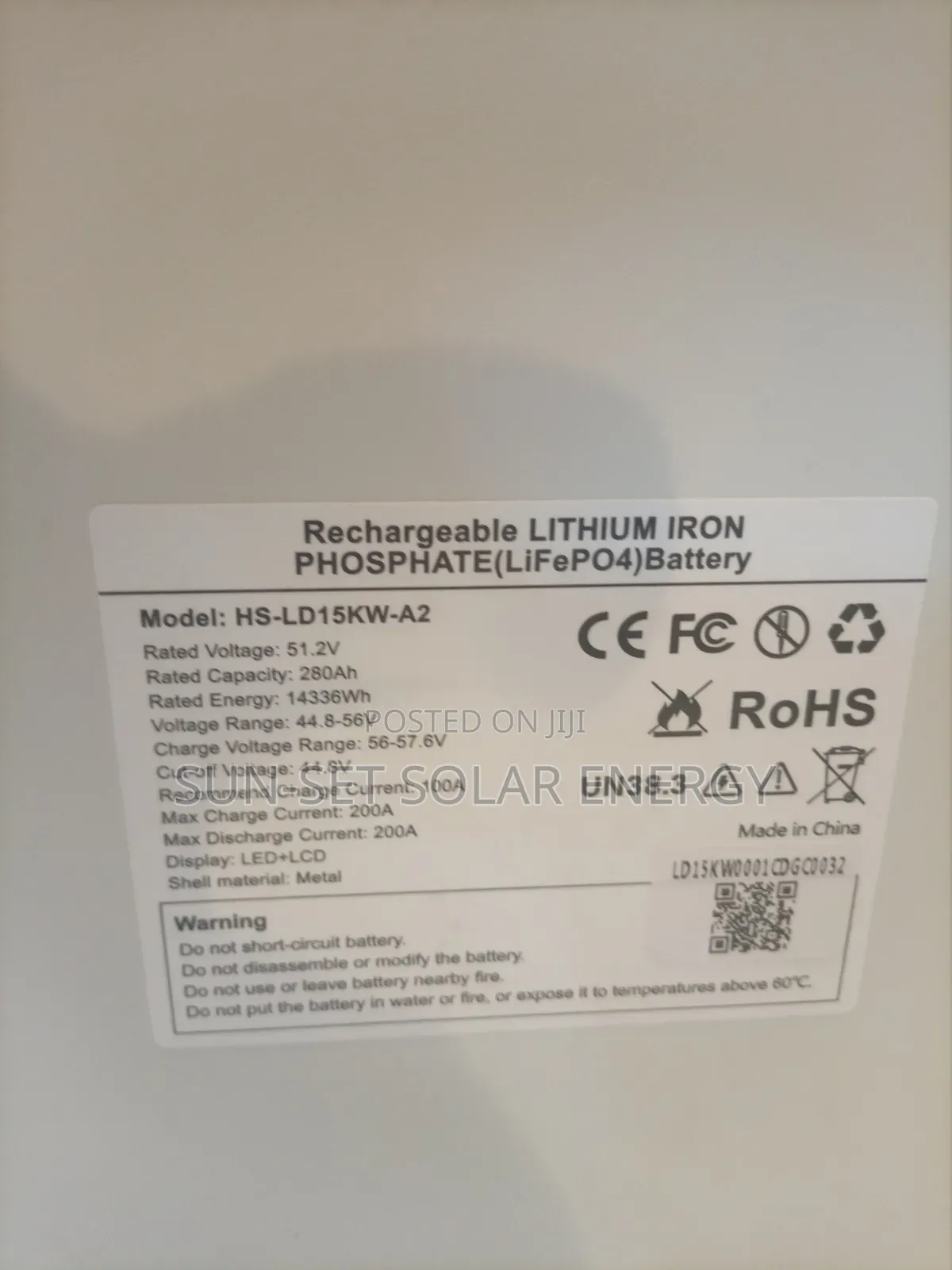 Haisic Lithium Batty7.5kwh 280ah 51.2v. With 5yrs Warranty.