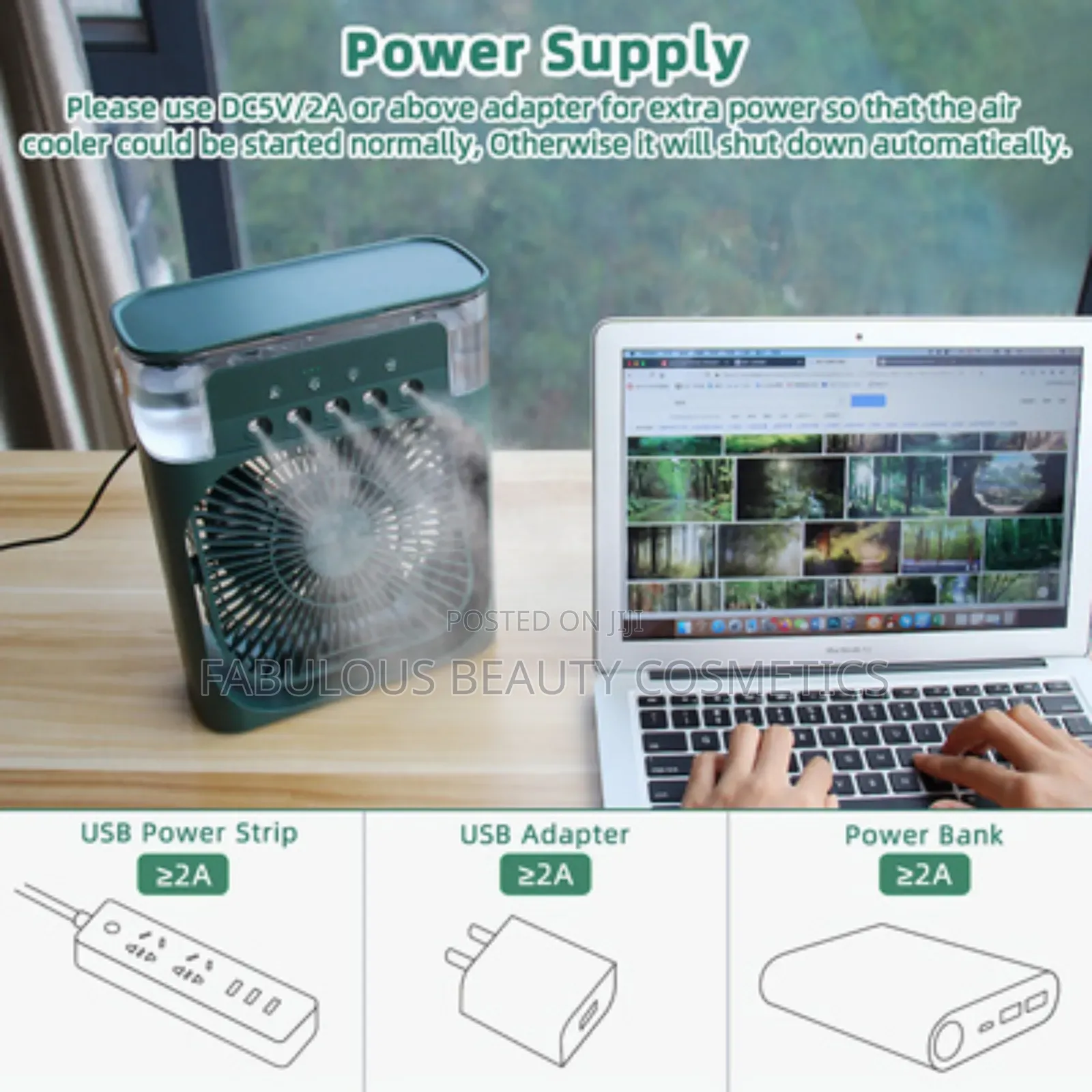 Mini Mist Cooling Rechargeable Ventilatue Air Cooler Fan.