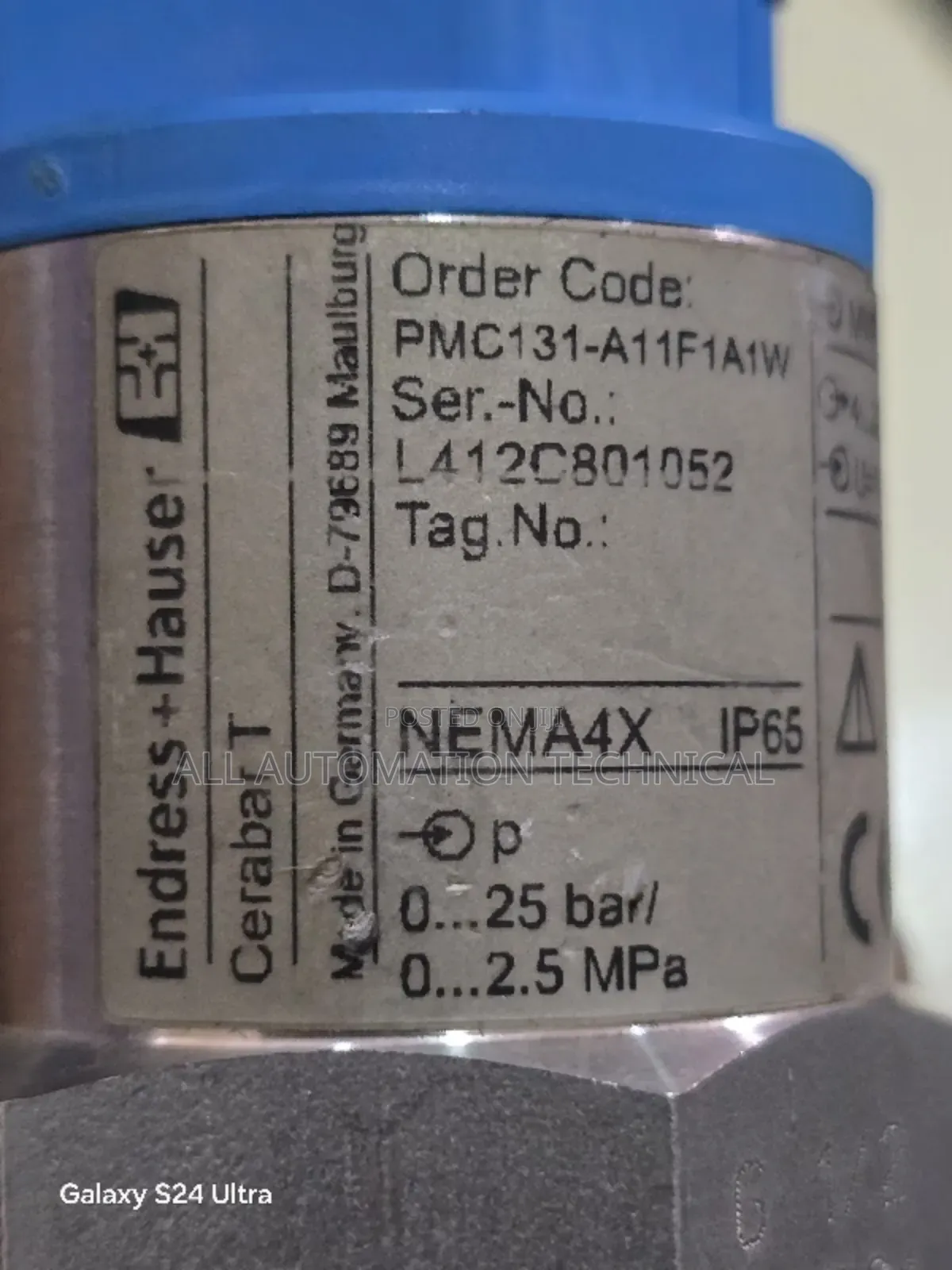 Endress | Pmc131 A11F1A1W Pressure Transmitter, 0-25bar,