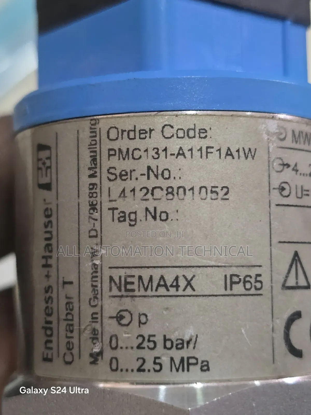Endress | Pmc131 A11F1A1W Pressure Transmitter, 0-25bar,