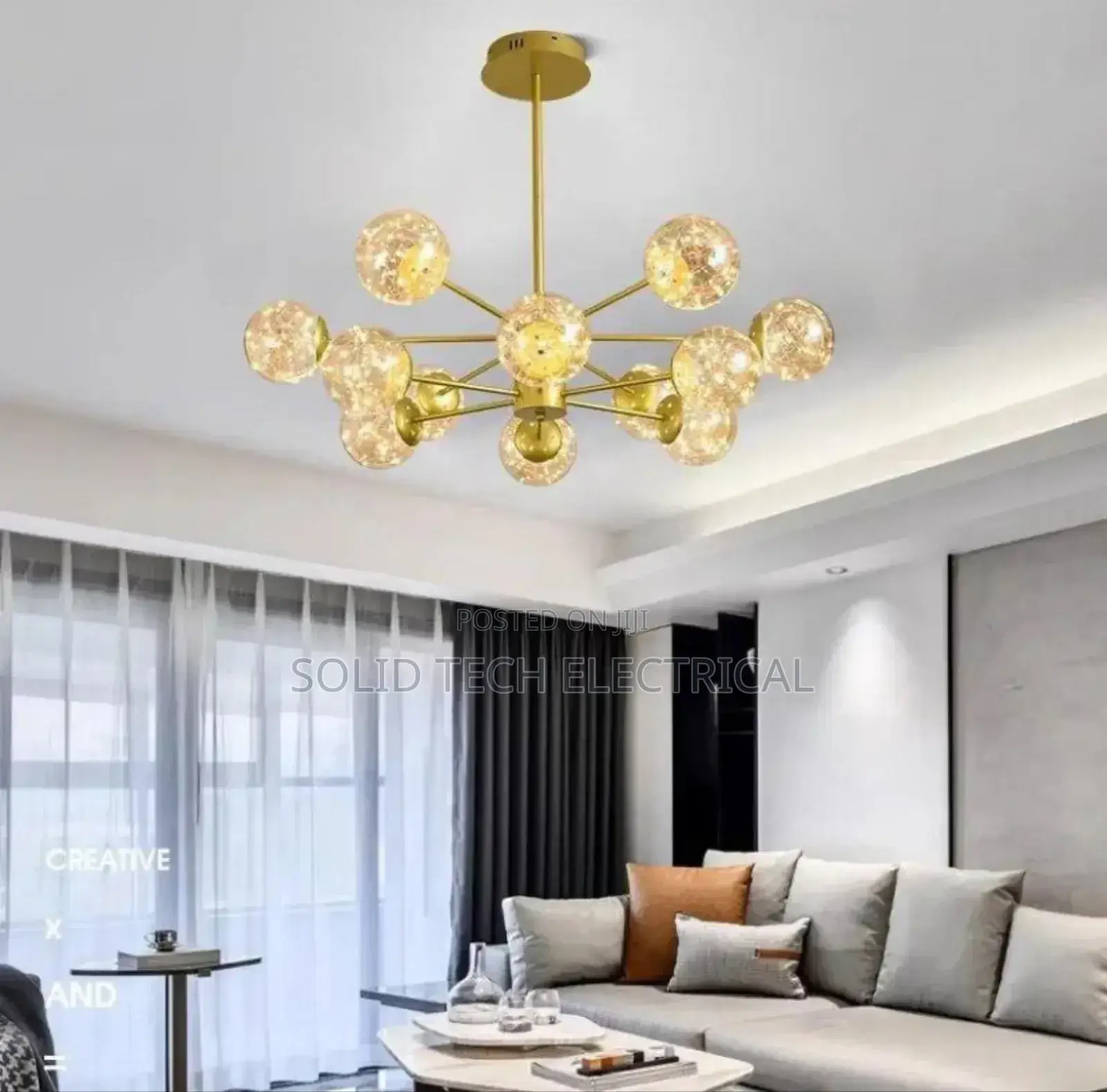 Modern Luxury 11 Led Ball Chandelier Gold Body
