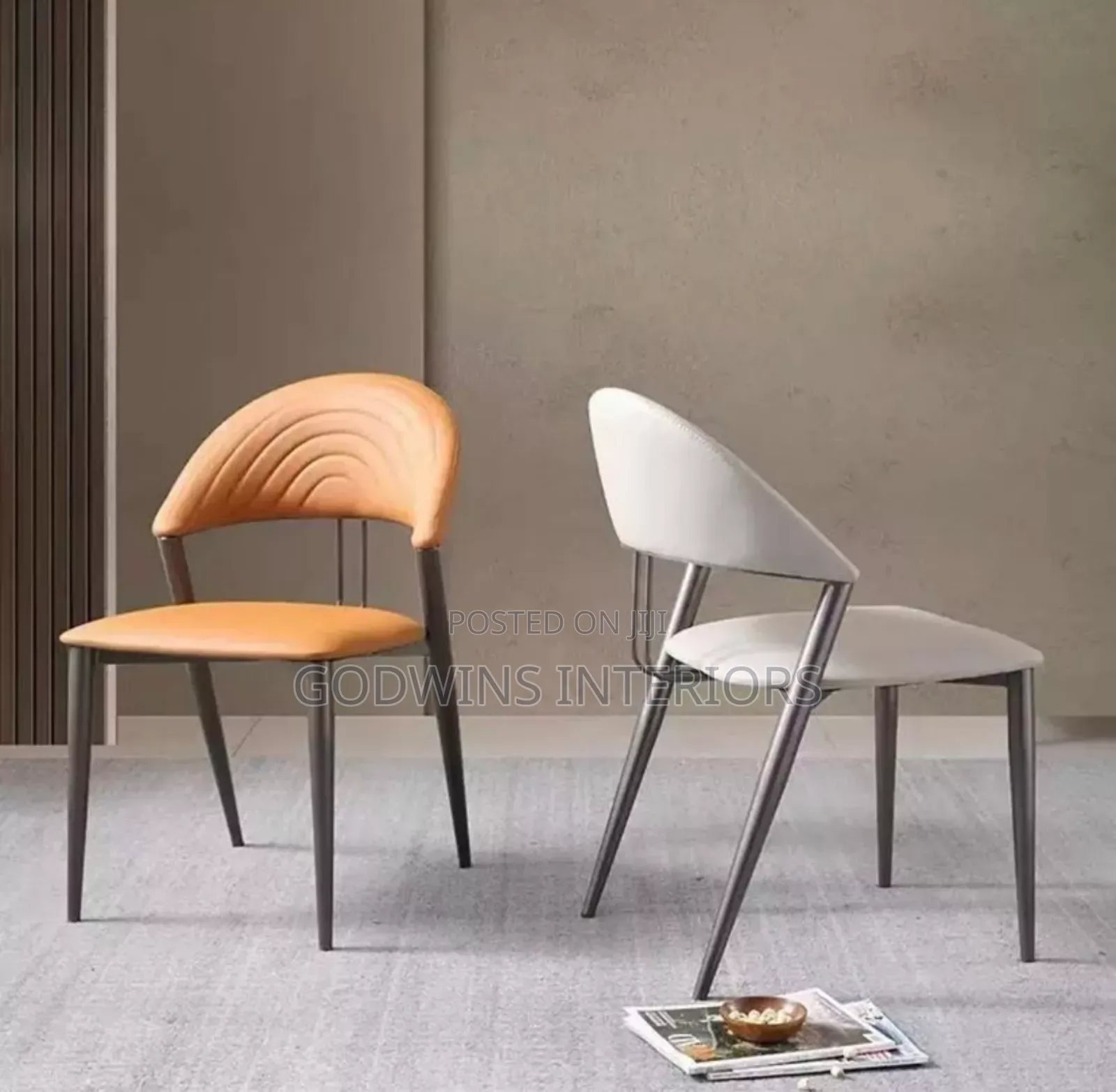 Title: Modern Leather Dining Chairs – Elegant Comfortable Design