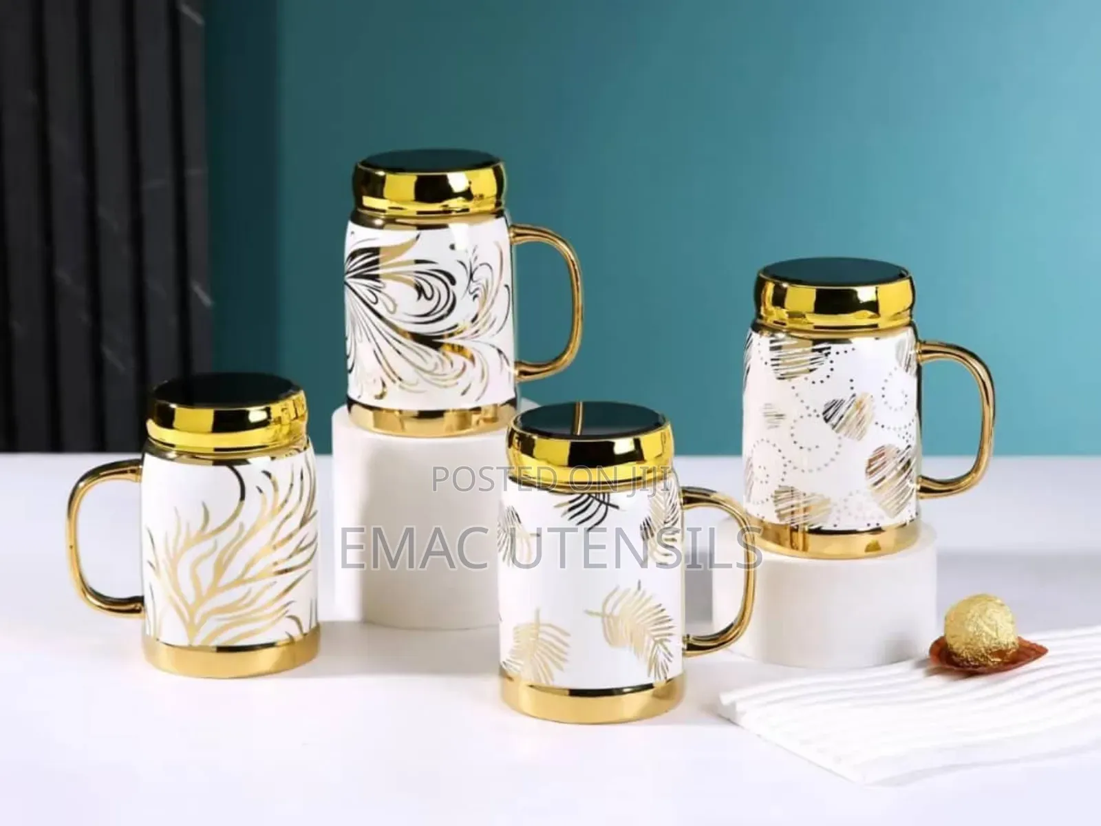 Luxury Ceramic Tea or Beer Mug With Mirror Cover