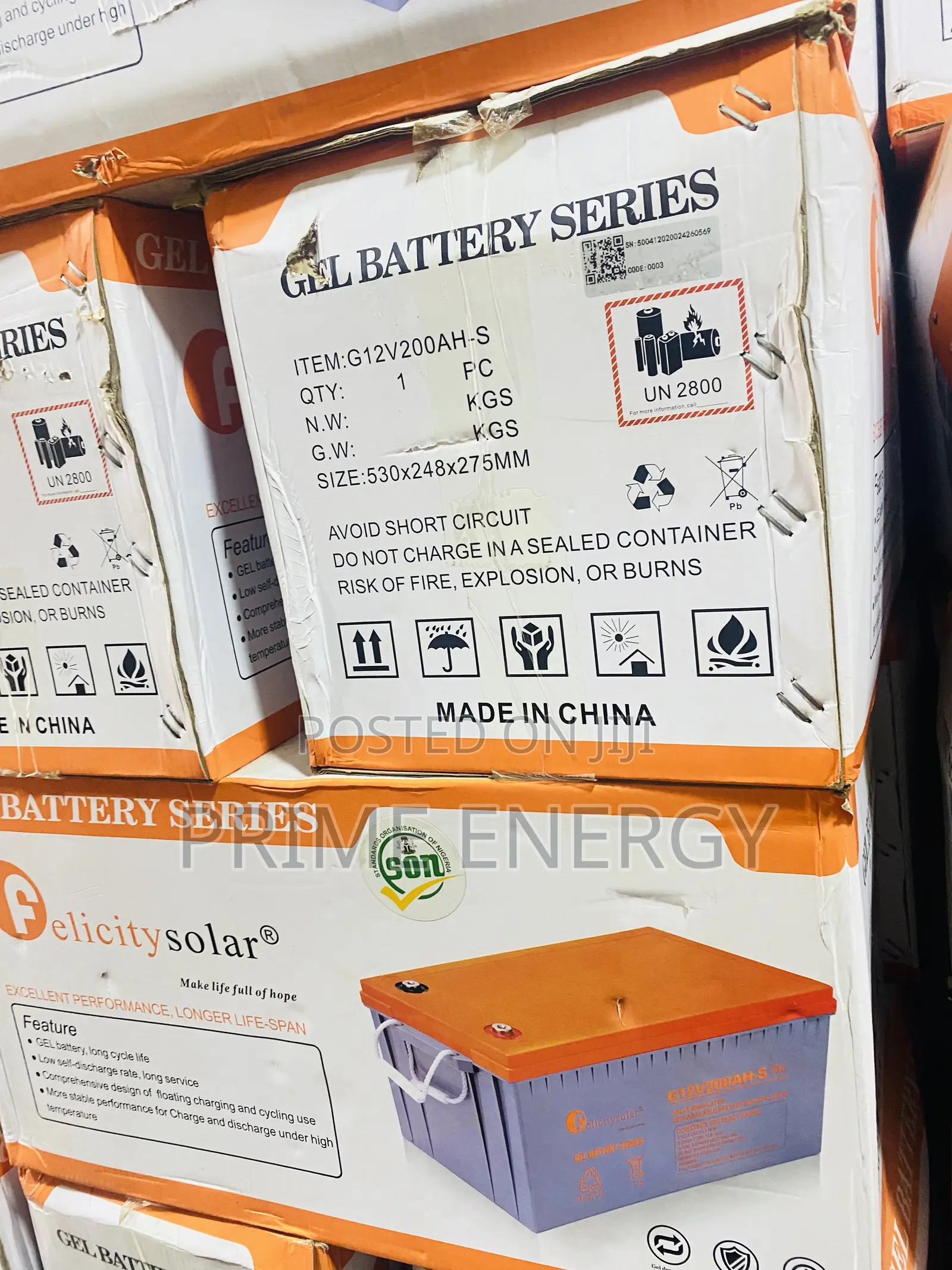 12v/200 Felicity Solar Gel Battery