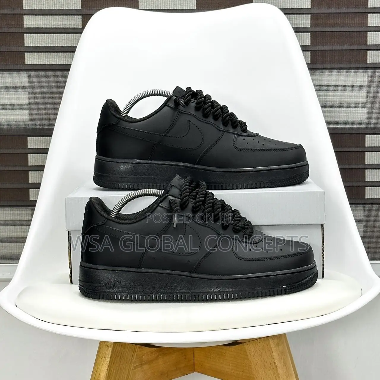 Nike Airforce 1 Customs Chunky Lace Triple Black