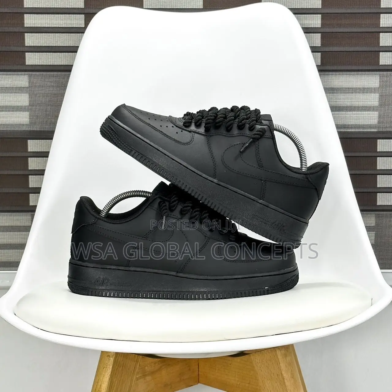 Nike Airforce 1 Customs Chunky Lace Triple Black