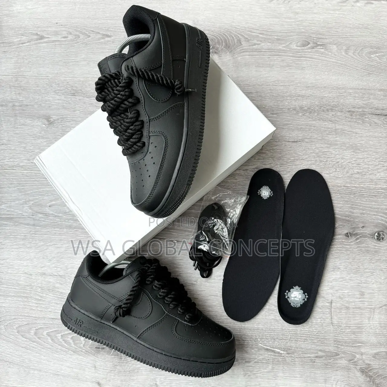Nike Airforce 1 Customs Chunky Lace Triple Black